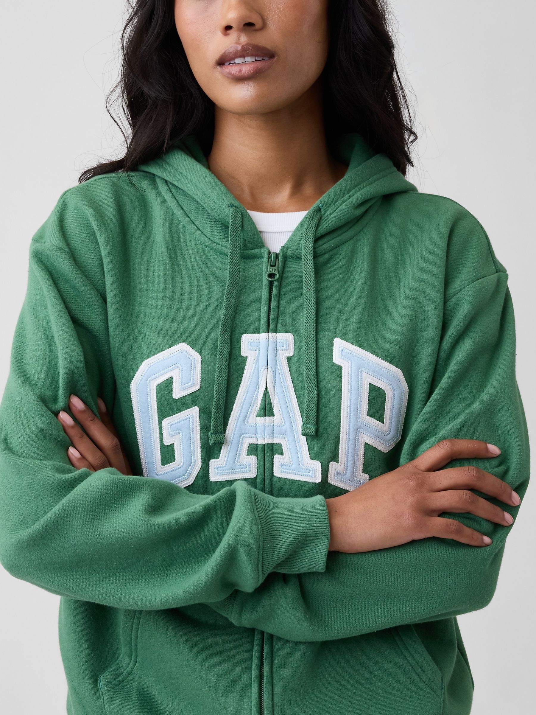Green Relaxed Logo Zip-Up Hoodie - Image 4 of 5