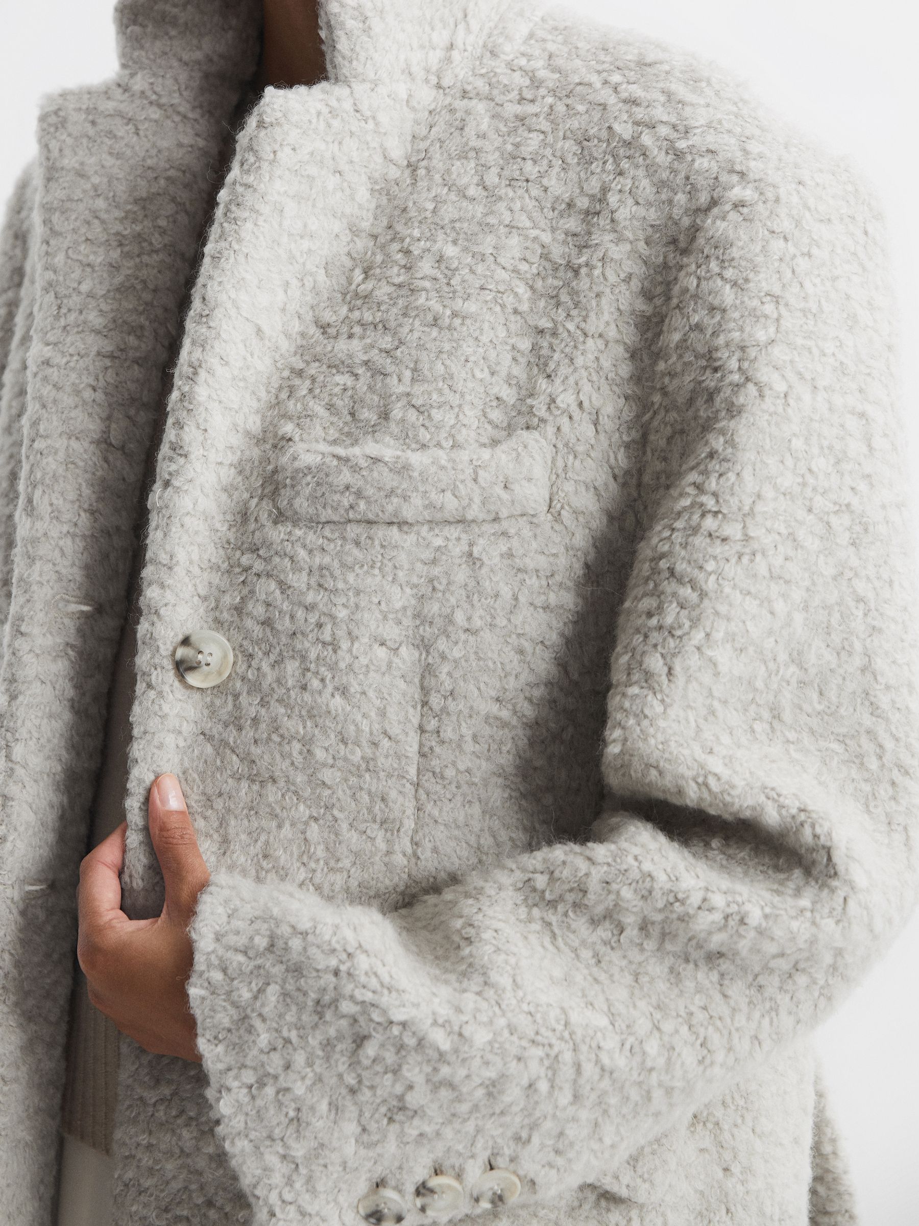 Meotine Wool Single Breasted Coat in Grey - Image 3 of 5