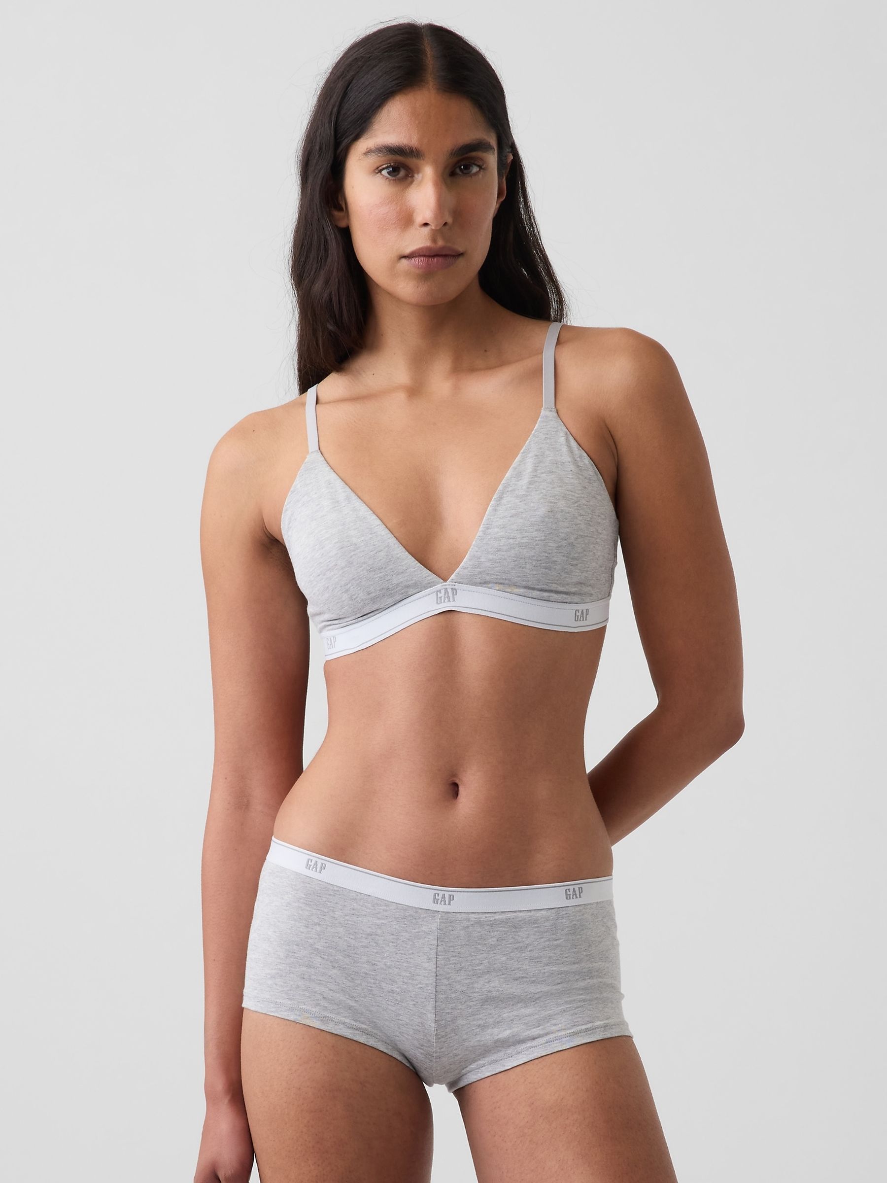 Grey Softest Stretch Cotton Logo Triangle Bra - Image 3 of 5