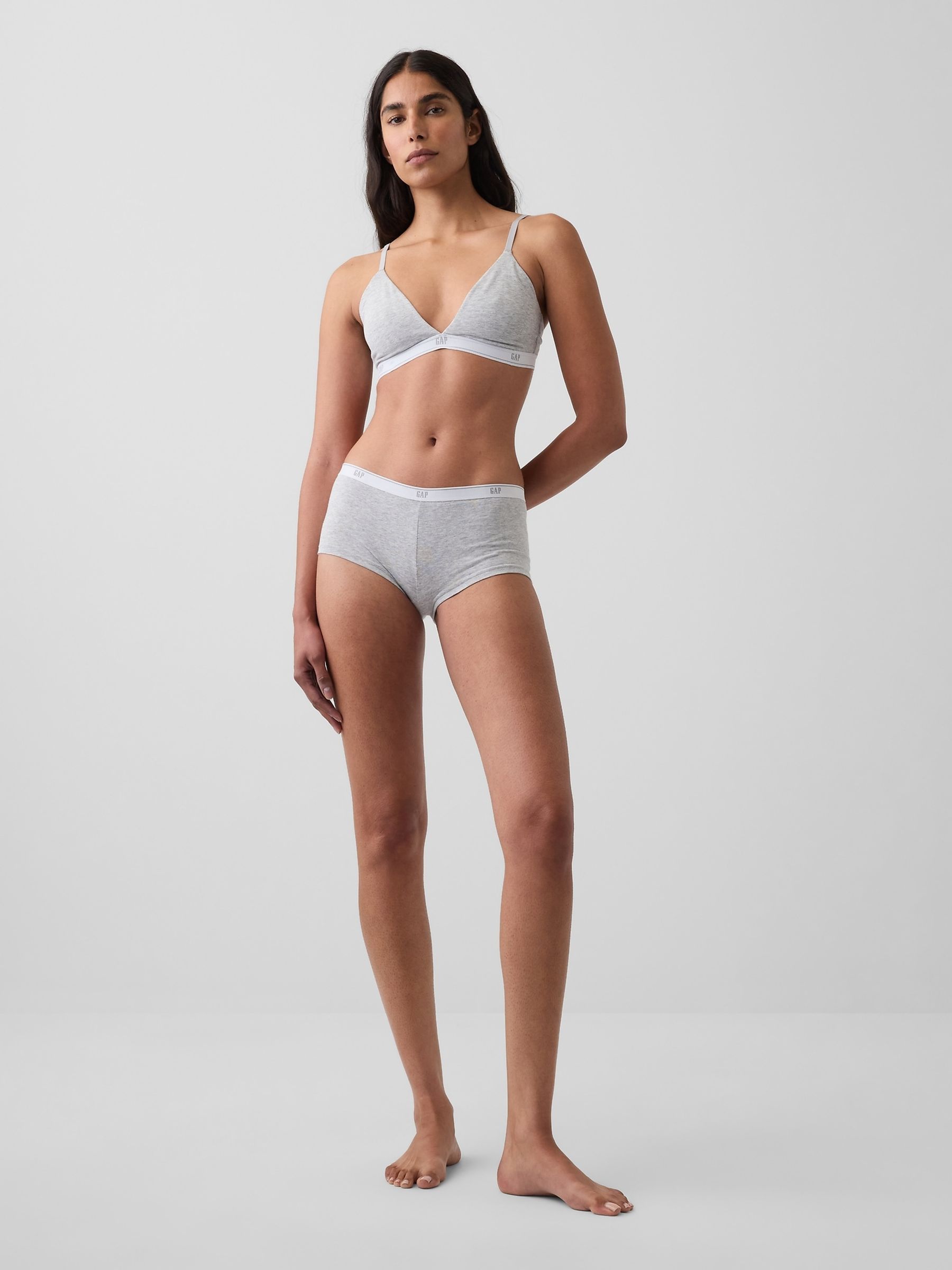 Grey Softest Stretch Cotton Logo Triangle Bra - Image 4 of 5