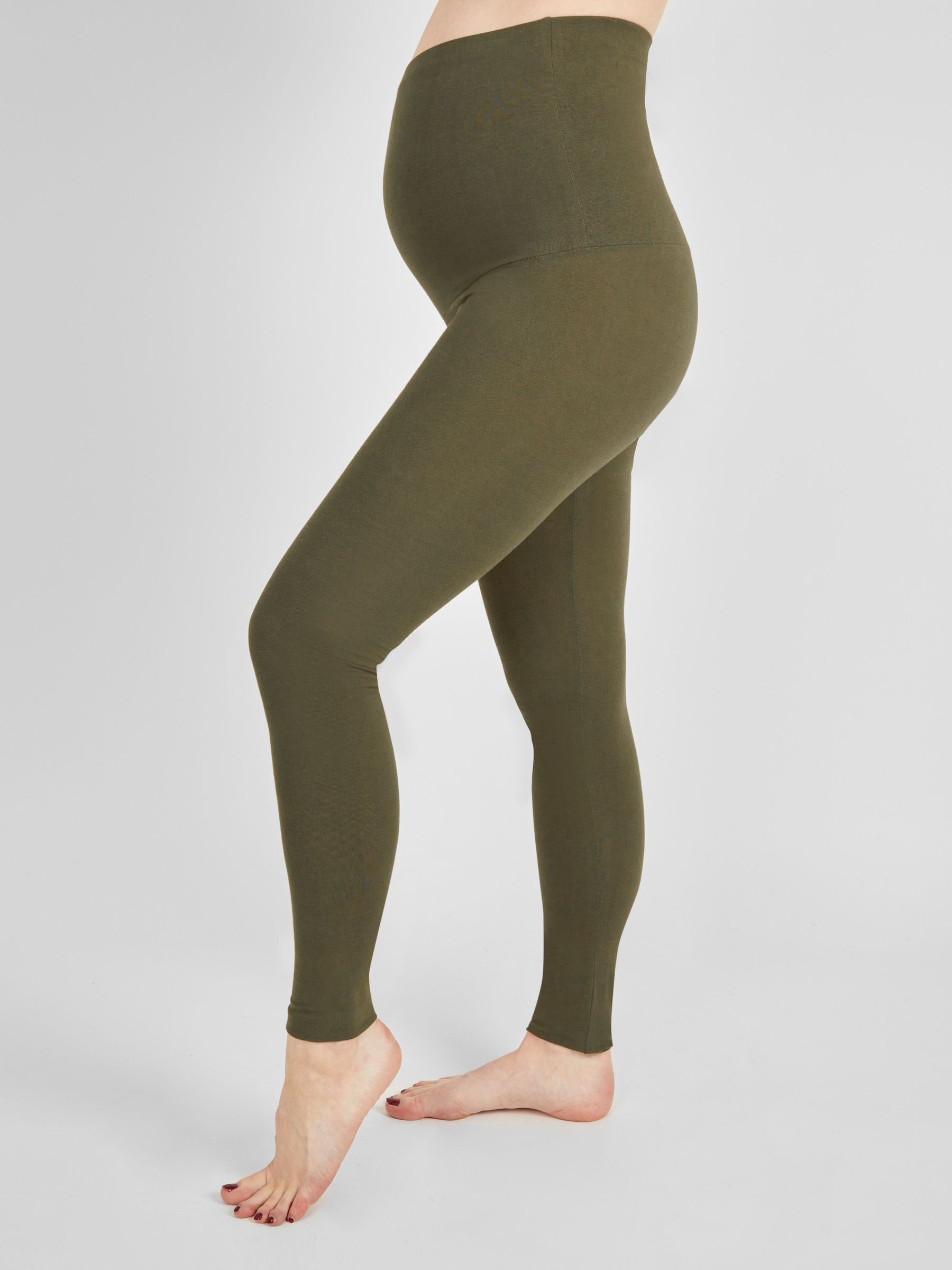 Khaki Cotton Rich Maternity Leggings - Image 1 of 2