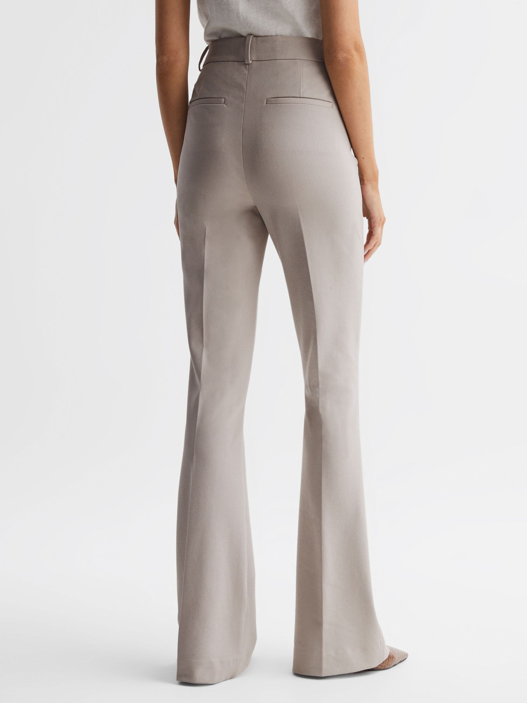 Petite Flared High Rise Trousers in Neutral - Image 4 of 13