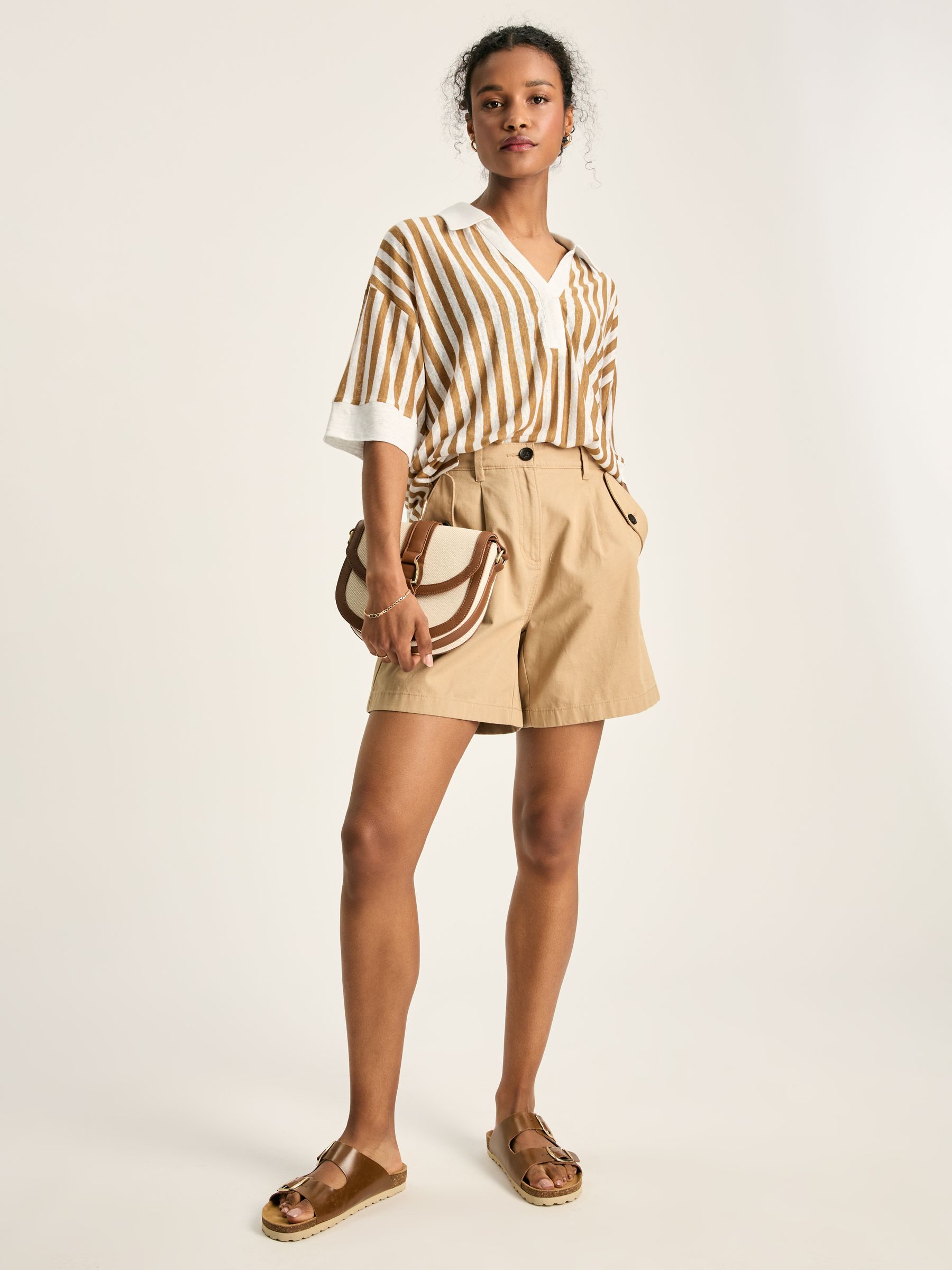 Hadley Tan White Linen Polo Shirt - Image 3 of 7
