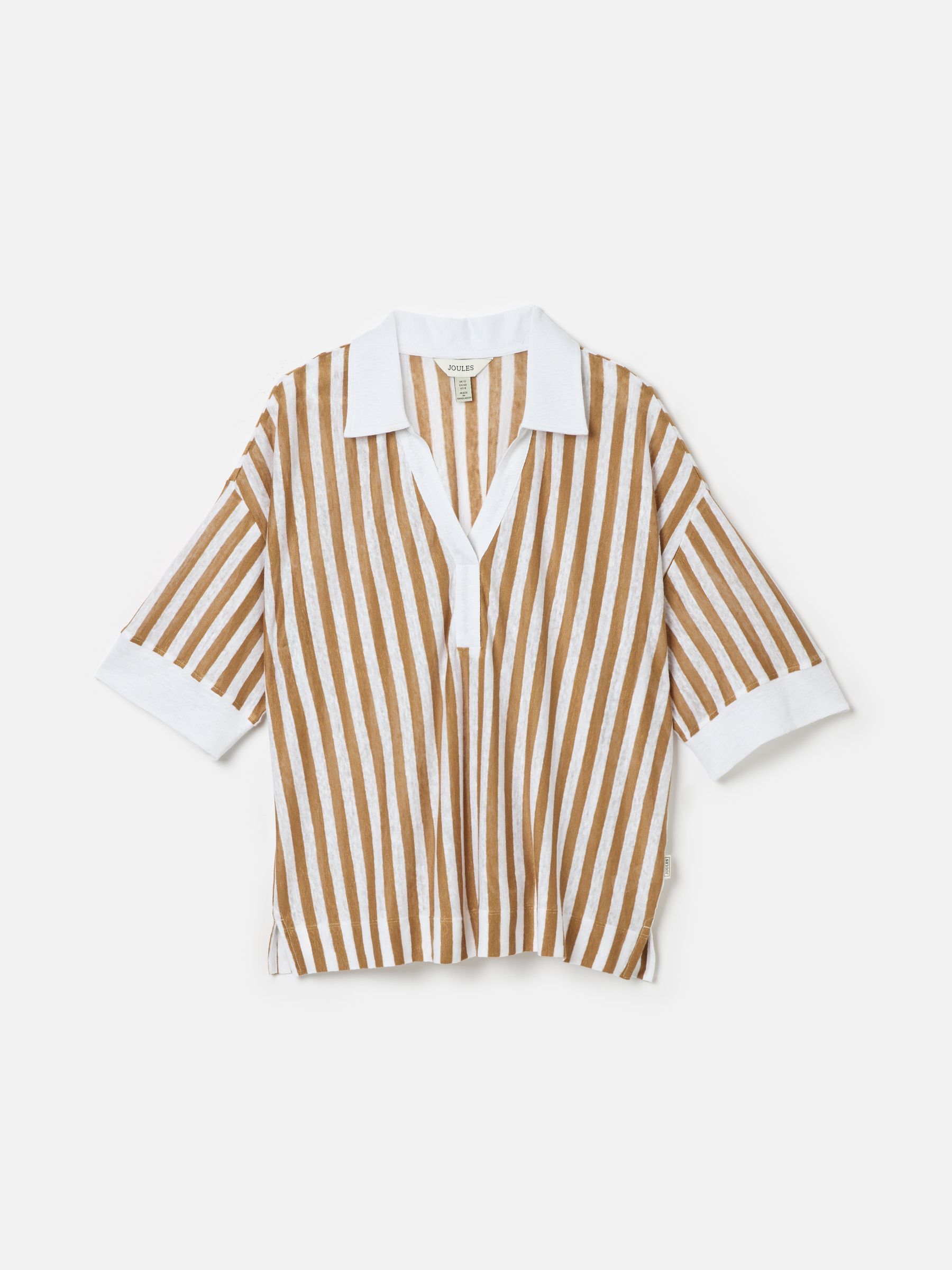 Hadley Tan White Linen Polo Shirt - Image 7 of 7