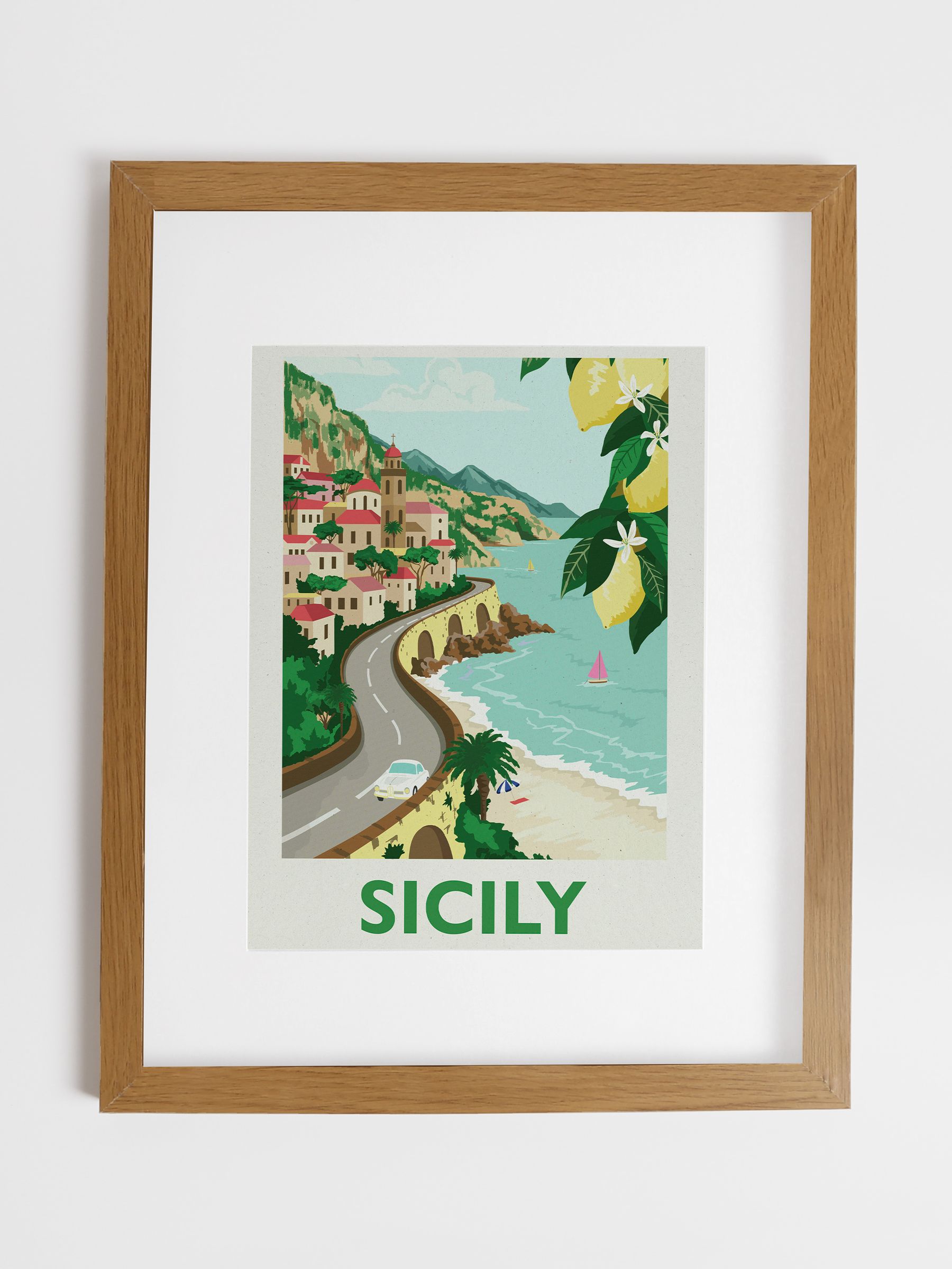 Multi Sunkissed Sicily Wood Mounted Framed Print Wall 43 x 53cm Art - Image 2 of 4
