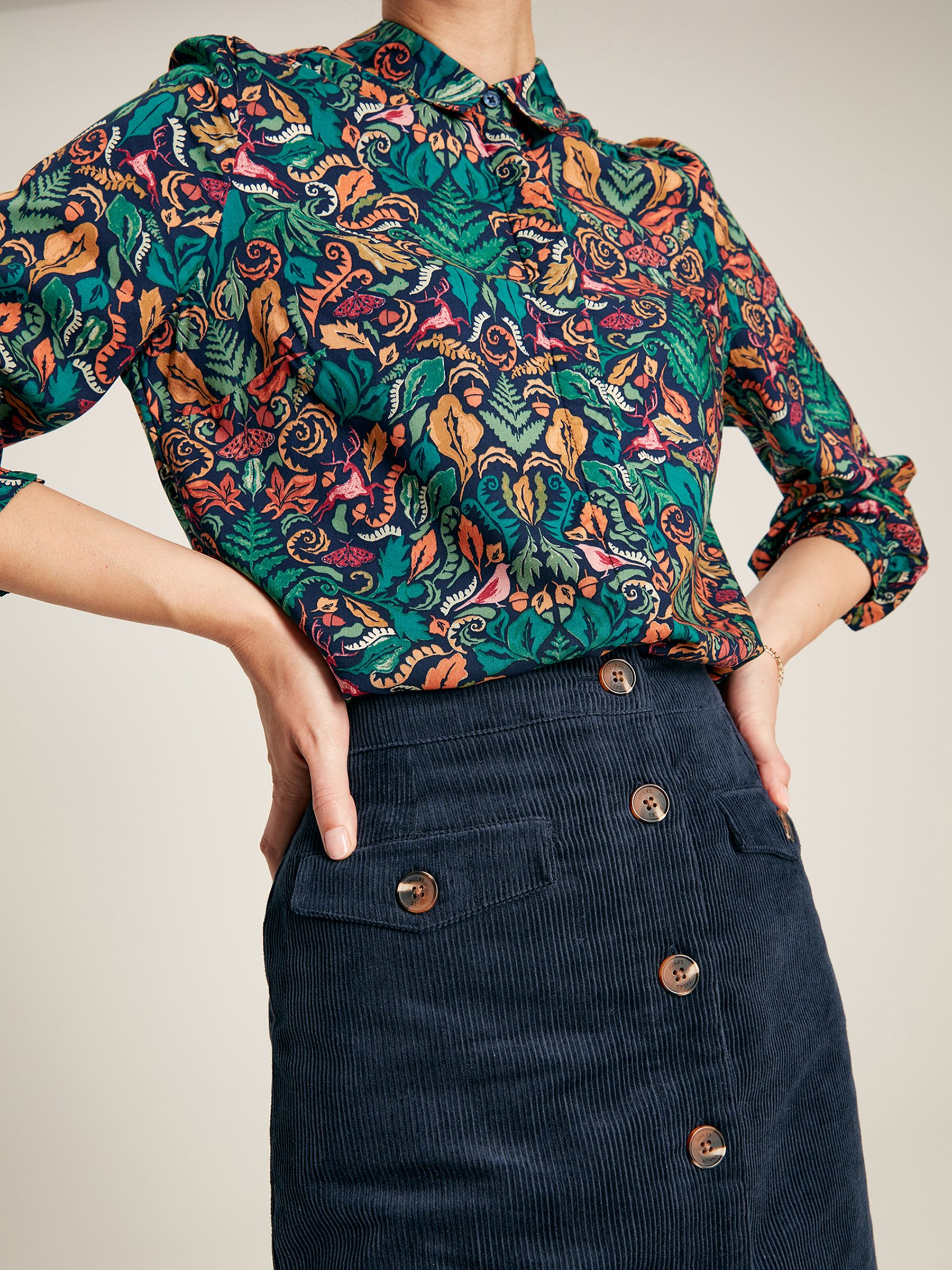 Avery Navy Blue Cord Skirt - Image 4 of 6