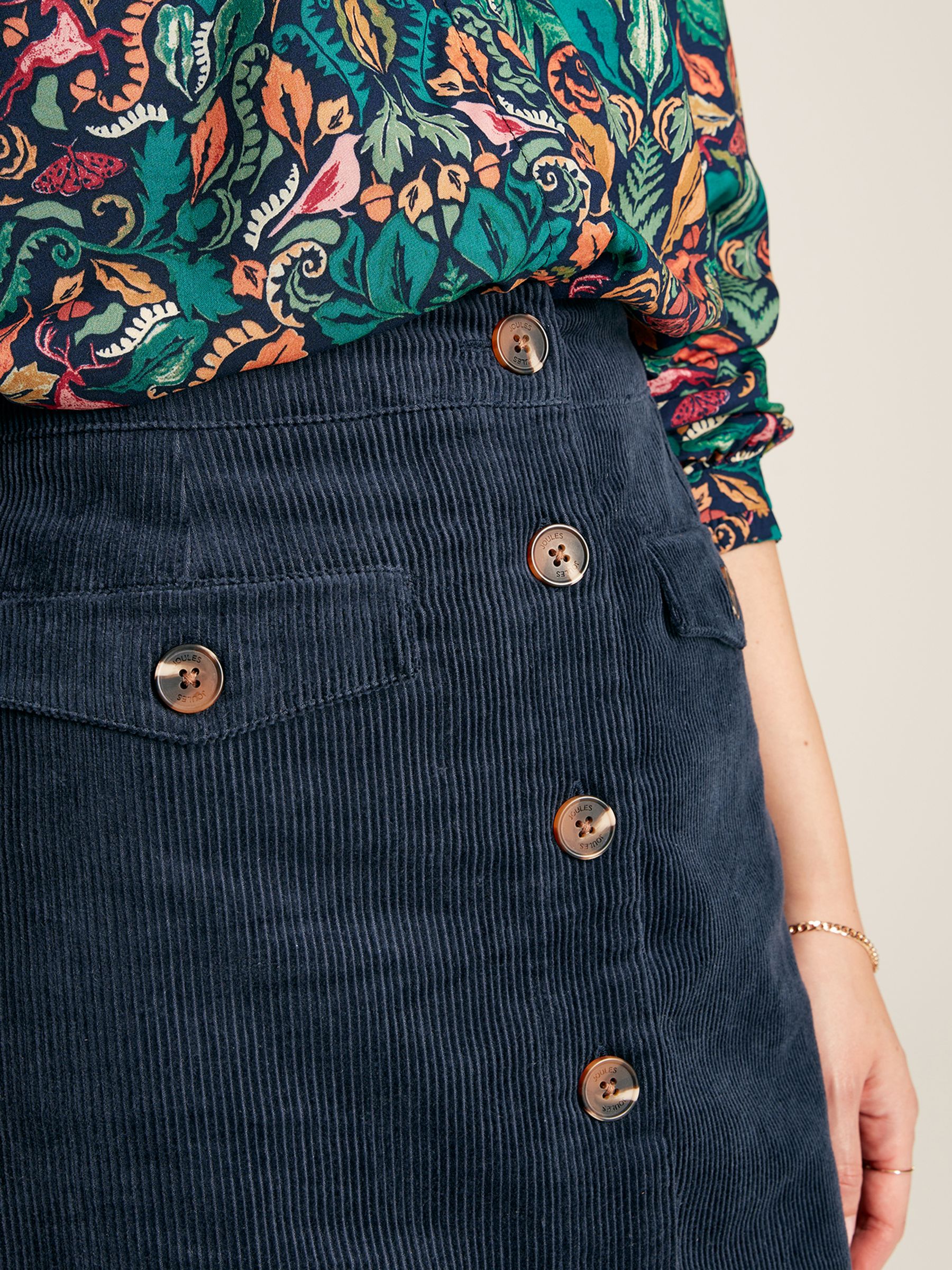 Avery Navy Blue Cord Skirt - Image 5 of 6