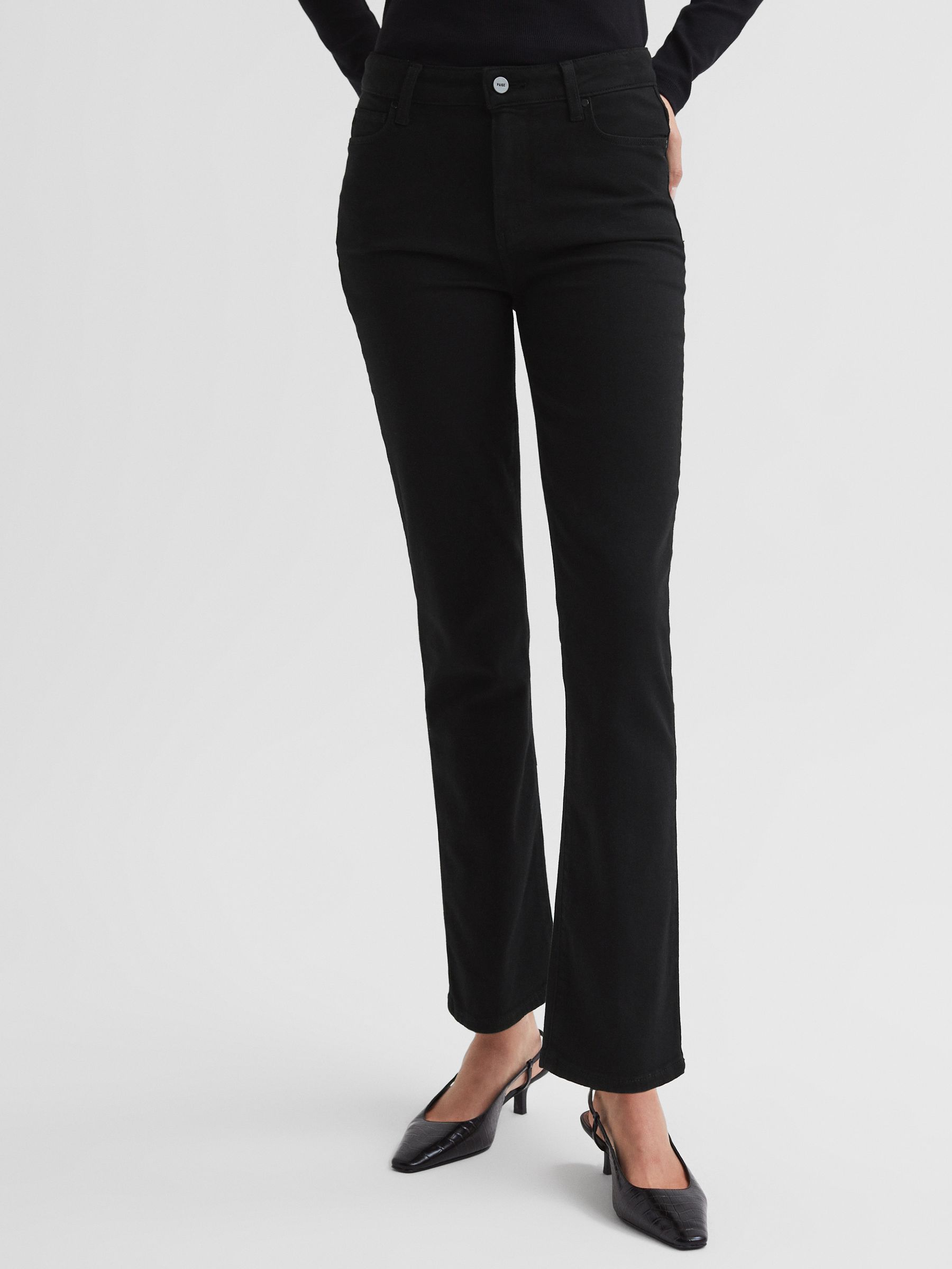 Paige High Rise Cropped Jeans in Black Shadow - Image 3 of 4