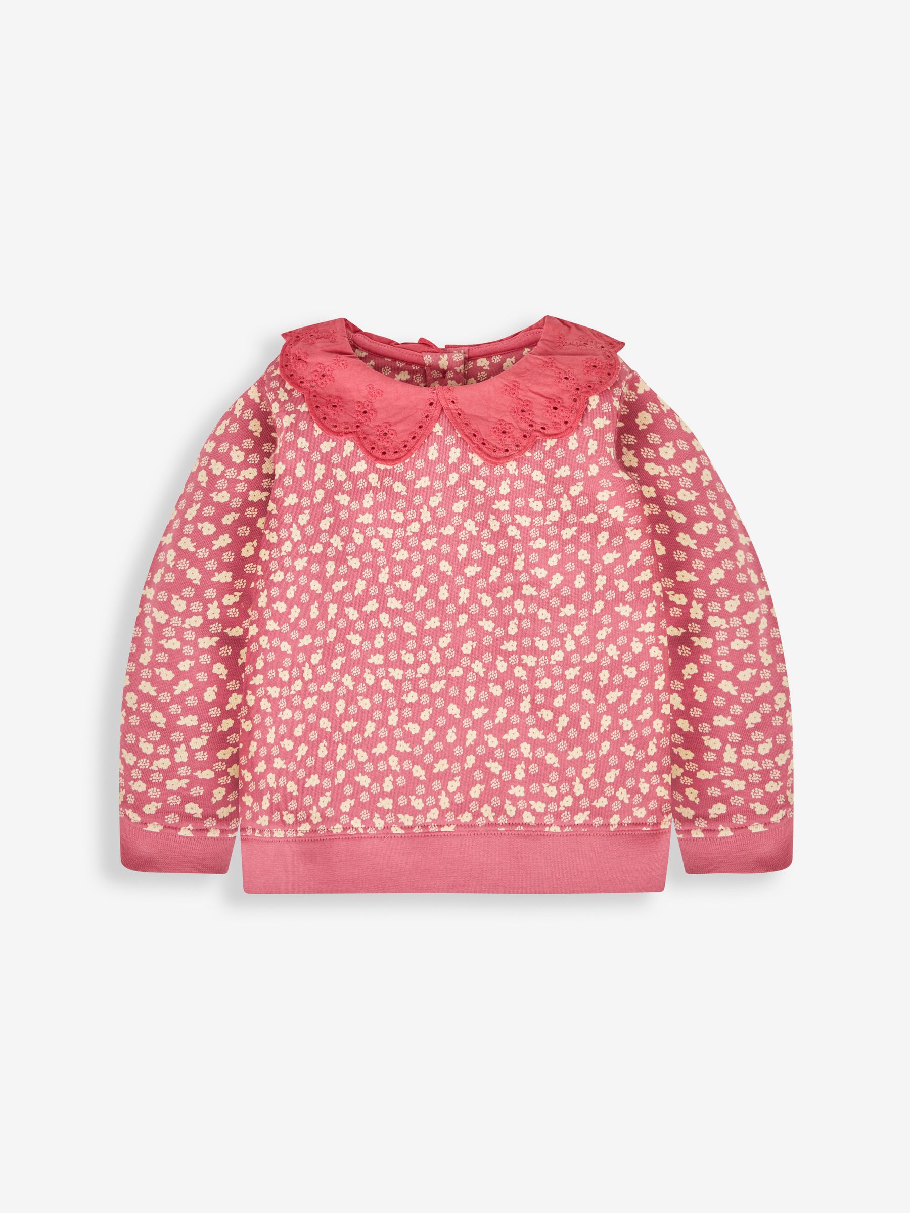 Rose Girls' Woodland Floral Sweatshirt With Broderie Collar - Image 1 of 3