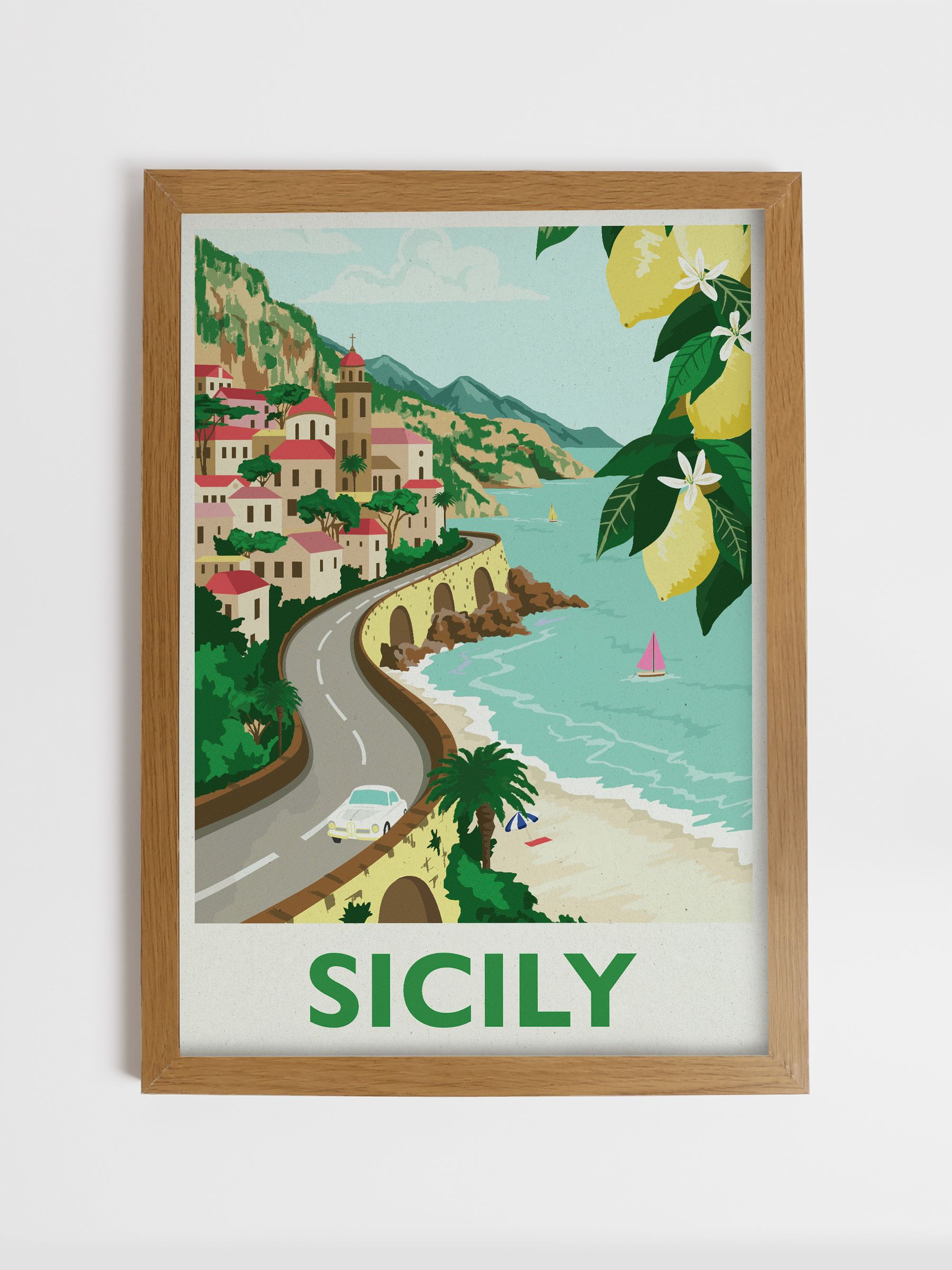 Multi Sunkissed Sicily Wood Framed Print Wall 53 x 73cm Art - Image 1 of 4 Multi Sunkissed Sicily Wood Framed Print Wall 53 x 73cm Art - Image 1 of 4