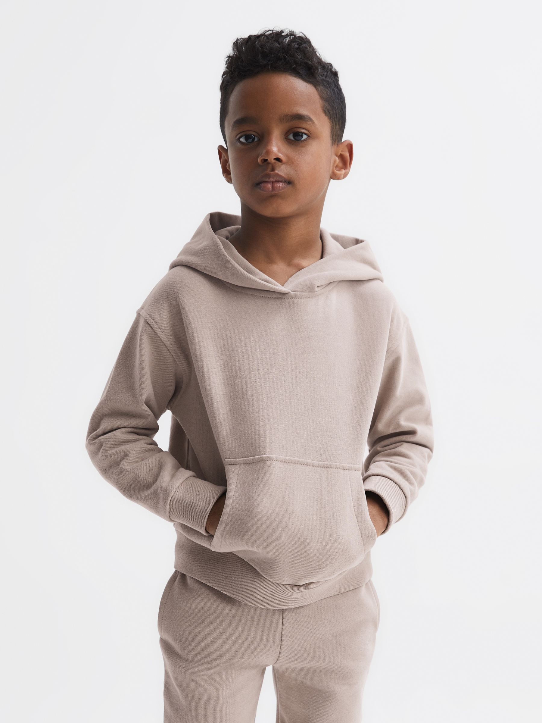 3-9 yrs Oversized Cotton Jersey Hoodie in Taupe - Image 1 of 6 3-9 yrs Oversized Cotton Jersey Hoodie in Taupe - Image 1 of 6