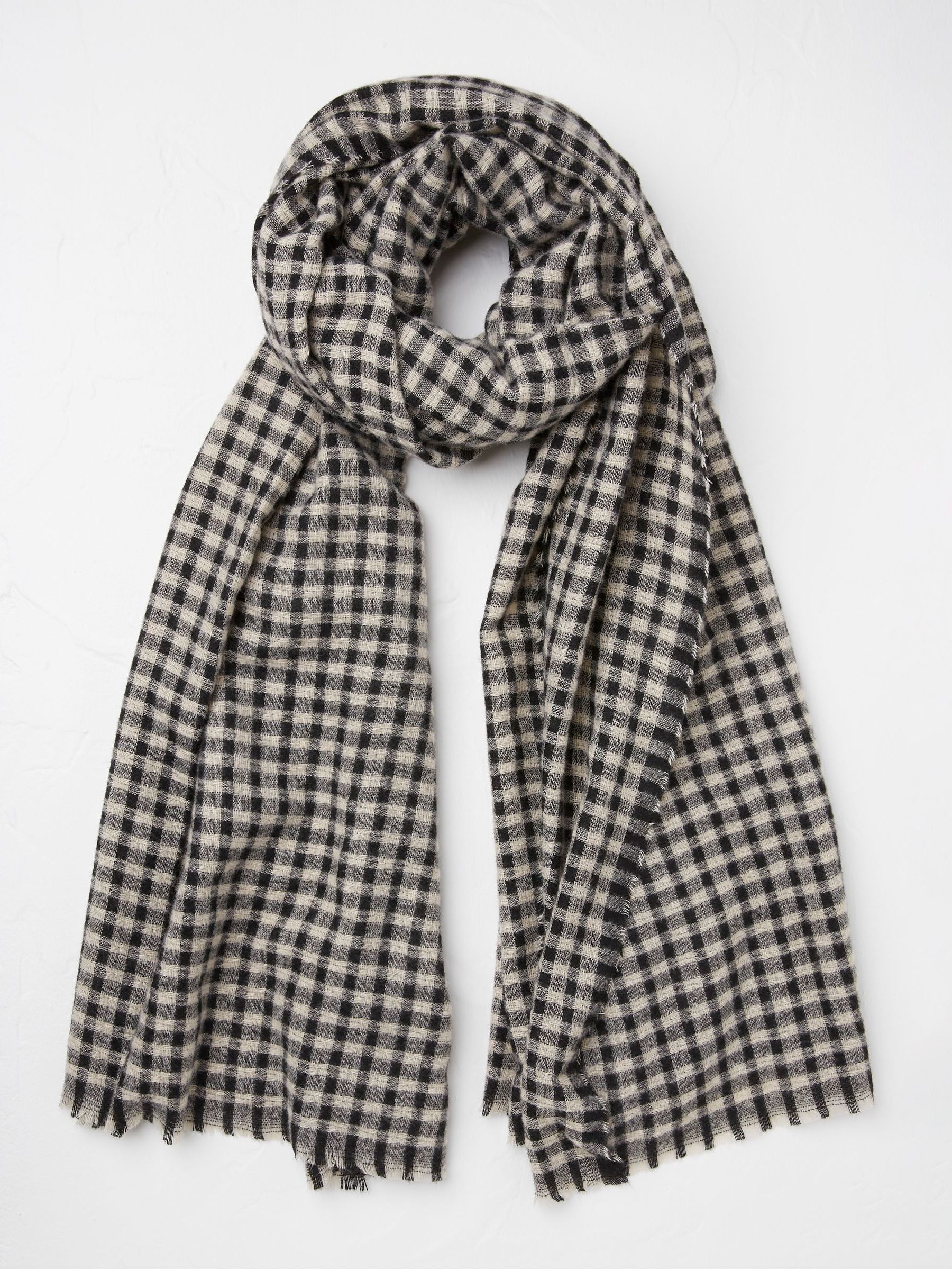 Black Gingham Check Scarf - Image 2 of 3
