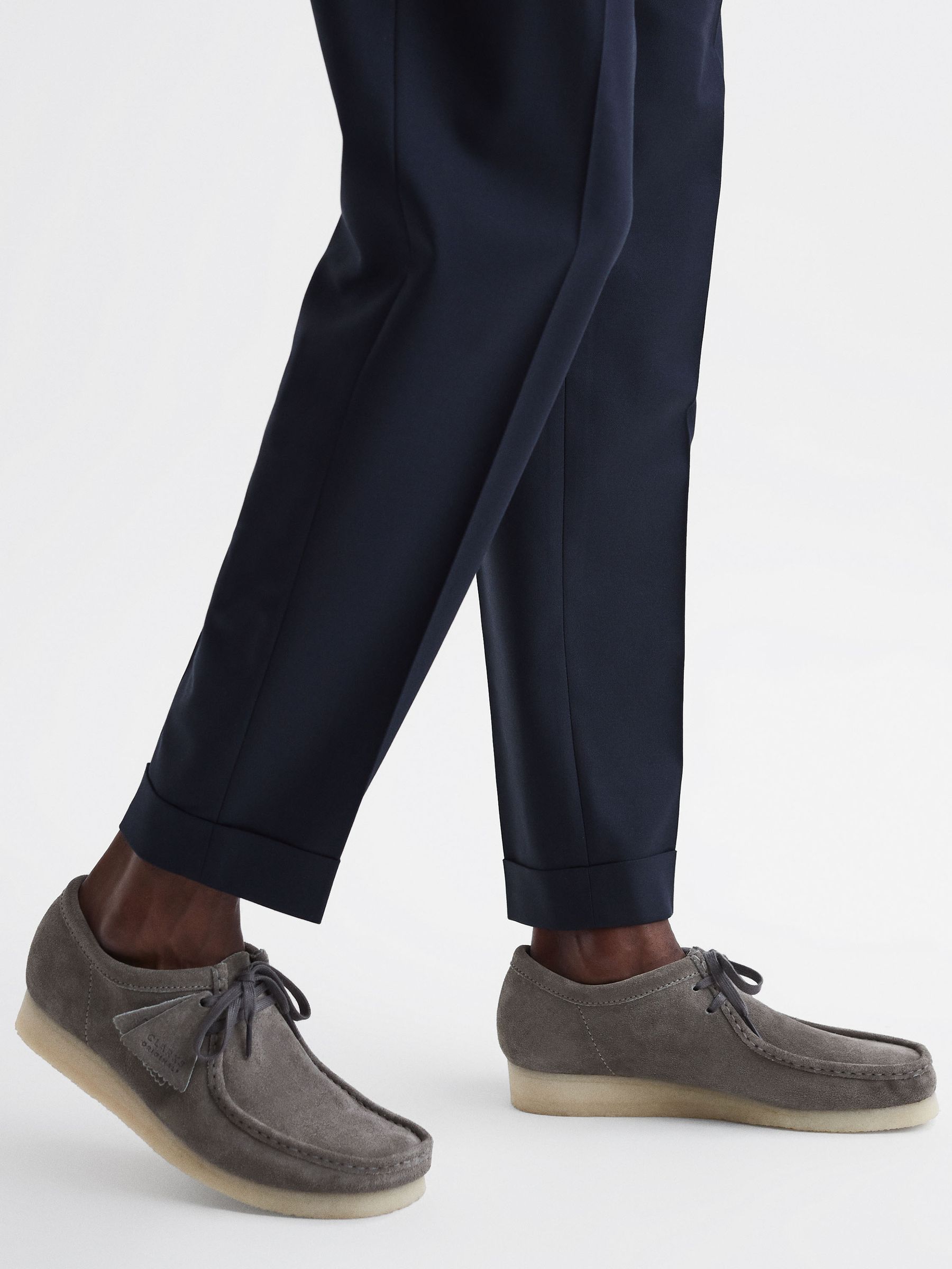 Clarks Originals Suede Wallabee Shoes in Grey - Image 3 of 6