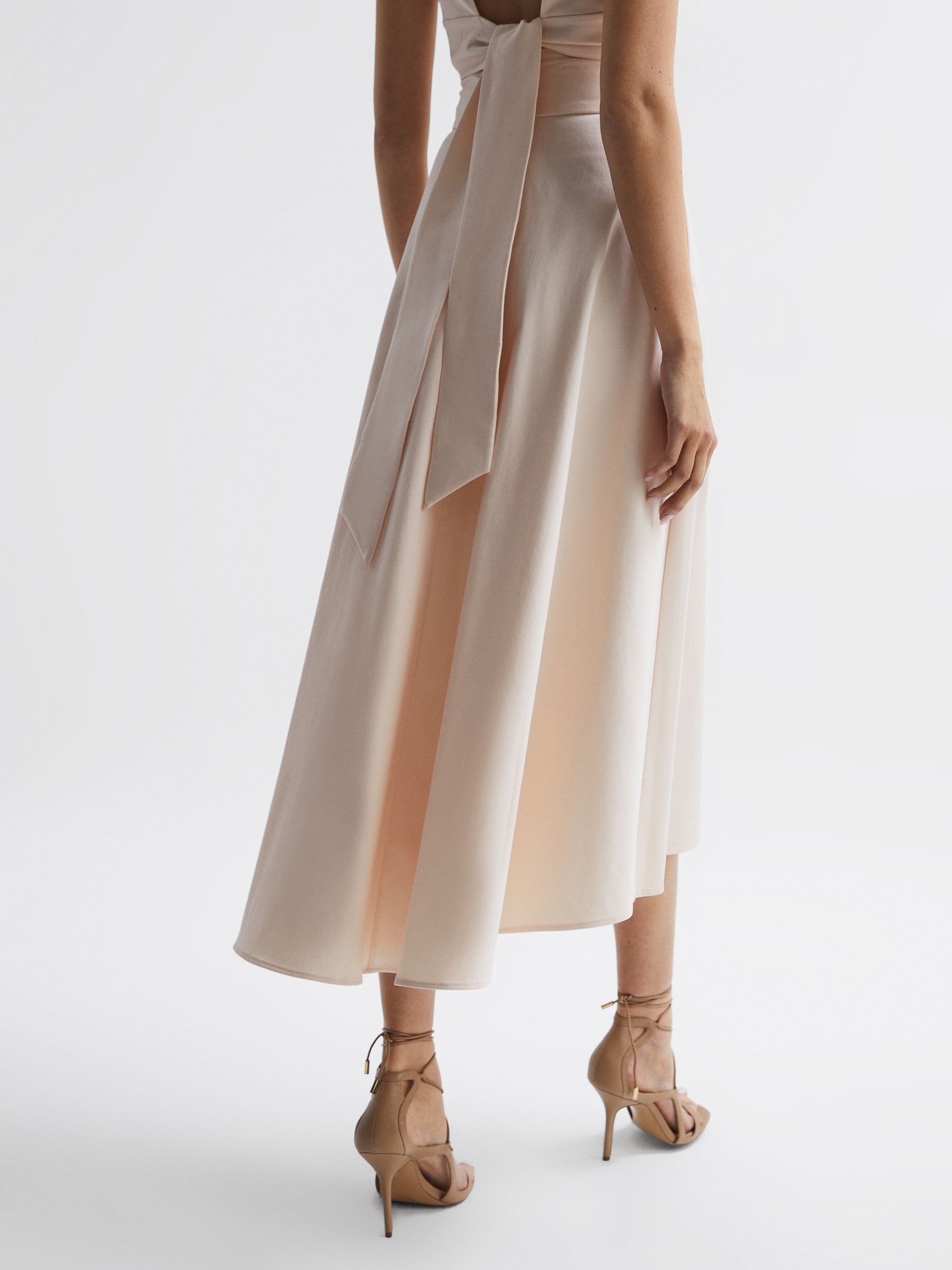 Fitted High Rise Midi Skirt in Nude - Image 5 of 6
