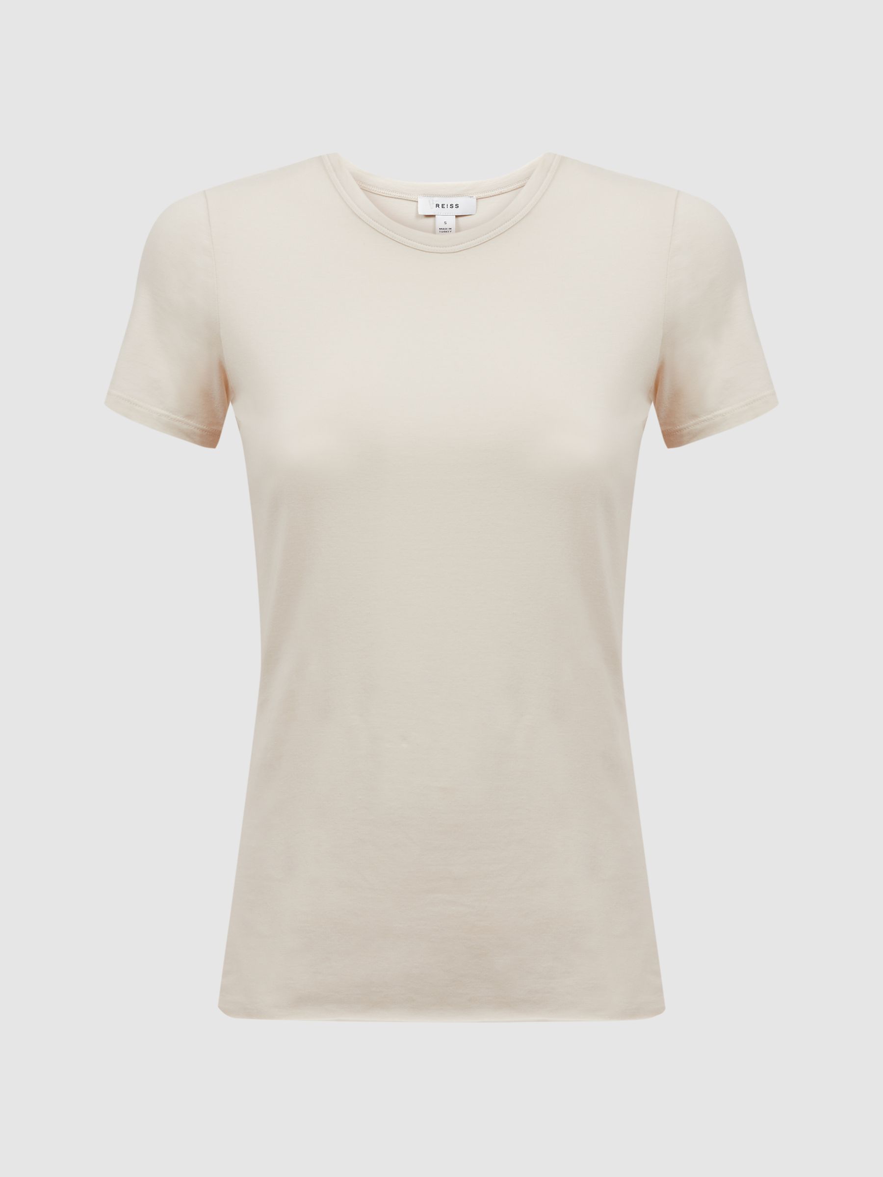 Fitted Cotton Crew Neck T-Shirt in Ivory - Image 2 of 5 Fitted Cotton Crew Neck T-Shirt in Ivory - Image 2 of 5