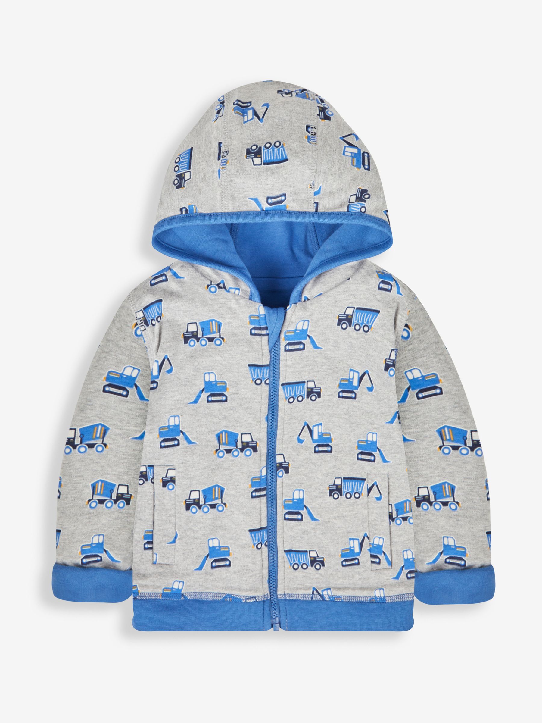 Denim Blue Digger Appliqué Reversible Hoodie With Pet In Pocket - Image 4 of 8