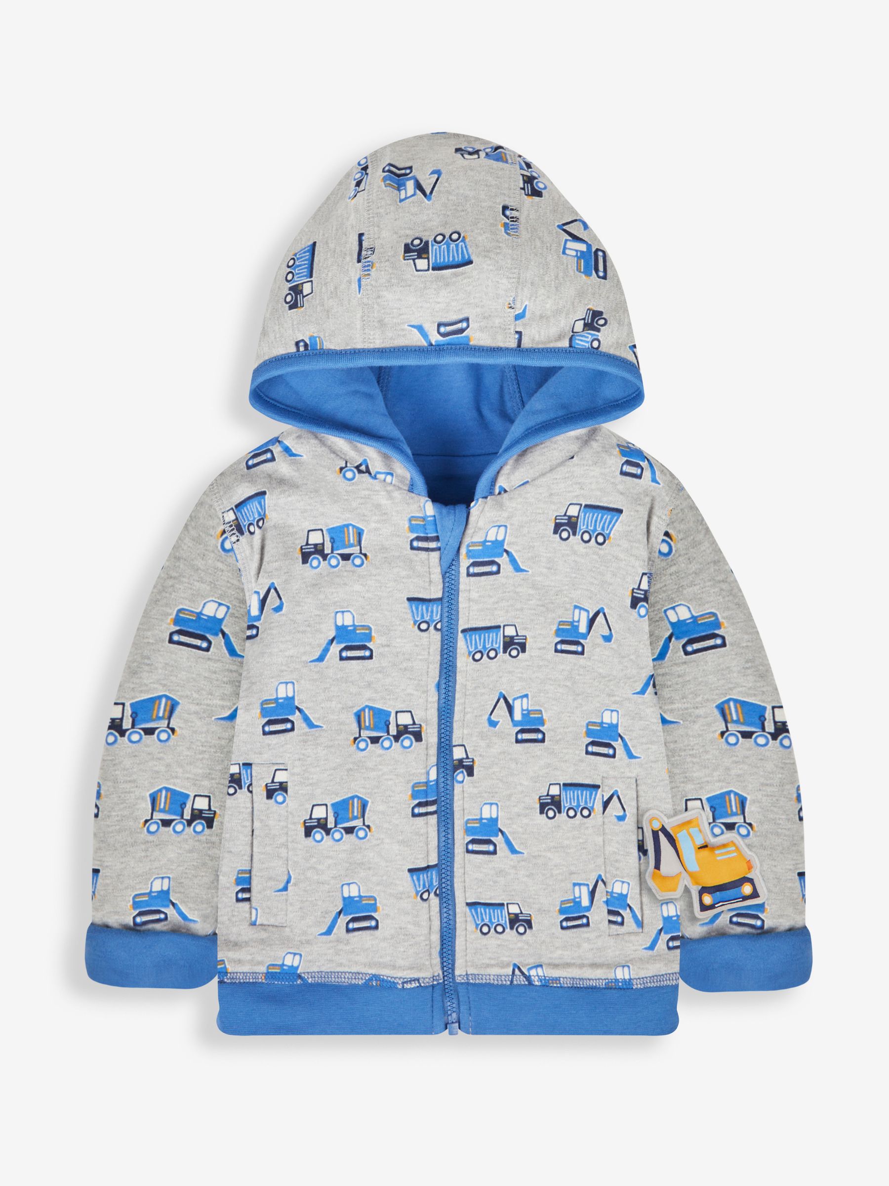Denim Blue Digger Appliqué Reversible Hoodie With Pet In Pocket - Image 5 of 8