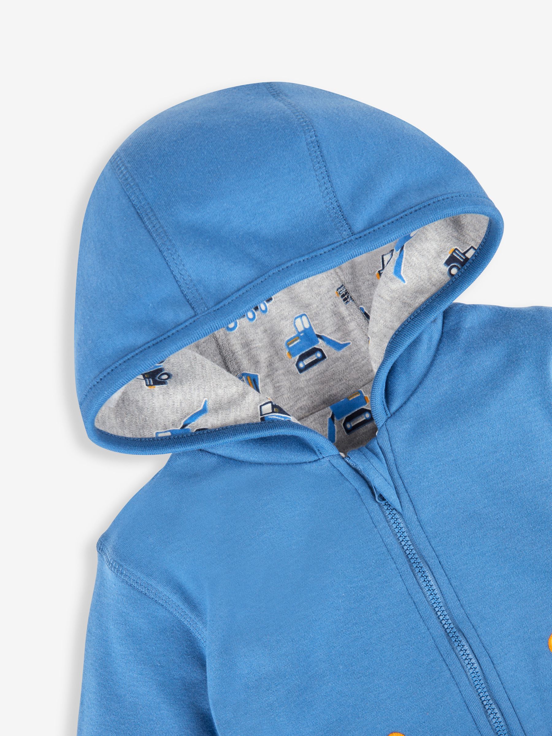 Denim Blue Digger Appliqué Reversible Hoodie With Pet In Pocket - Image 6 of 8