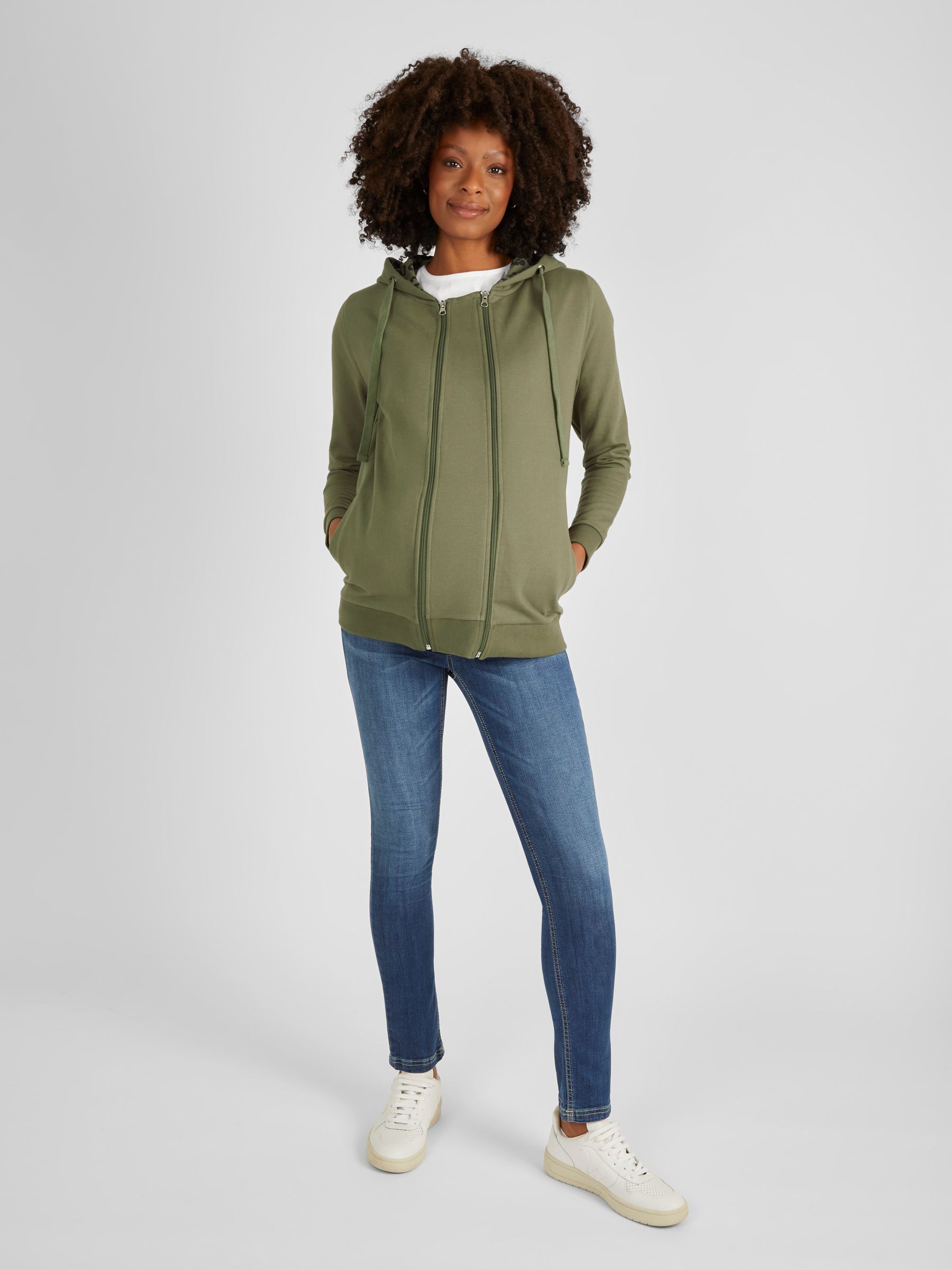 Khaki Green Animal Print 3-in-1 Hoodie with Baby Carrier Panel - Image 3 of 5