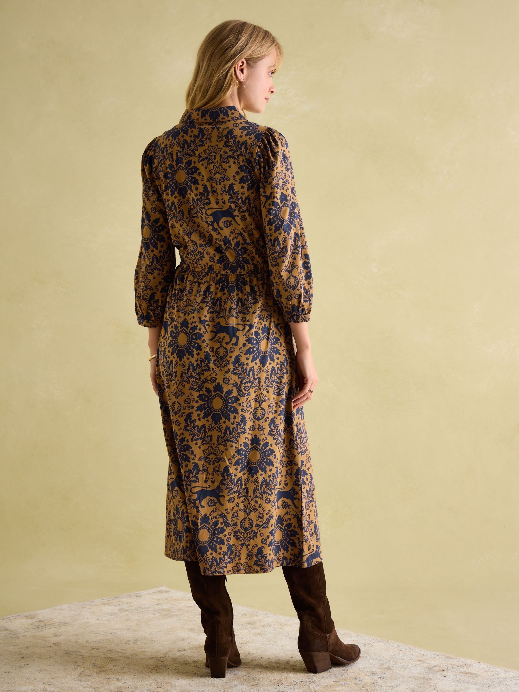 Hazel Brown Floral Jersey Shirt Dress - Image 2 of 7