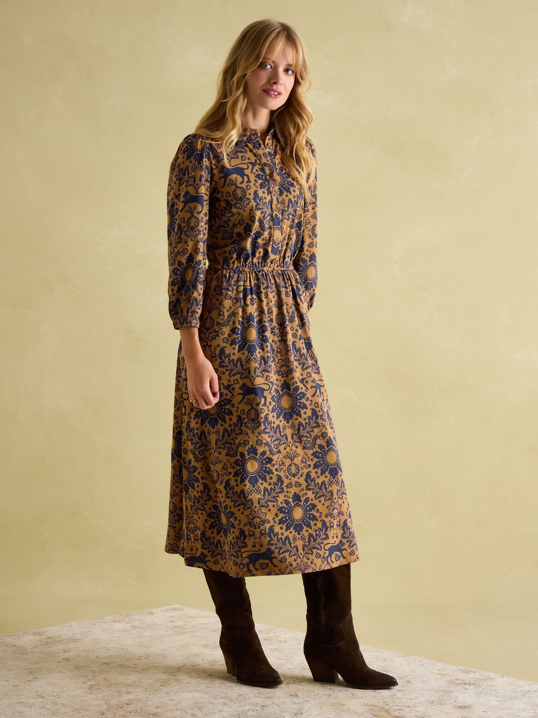 Hazel Brown Floral Jersey Shirt Dress - Image 4 of 7
