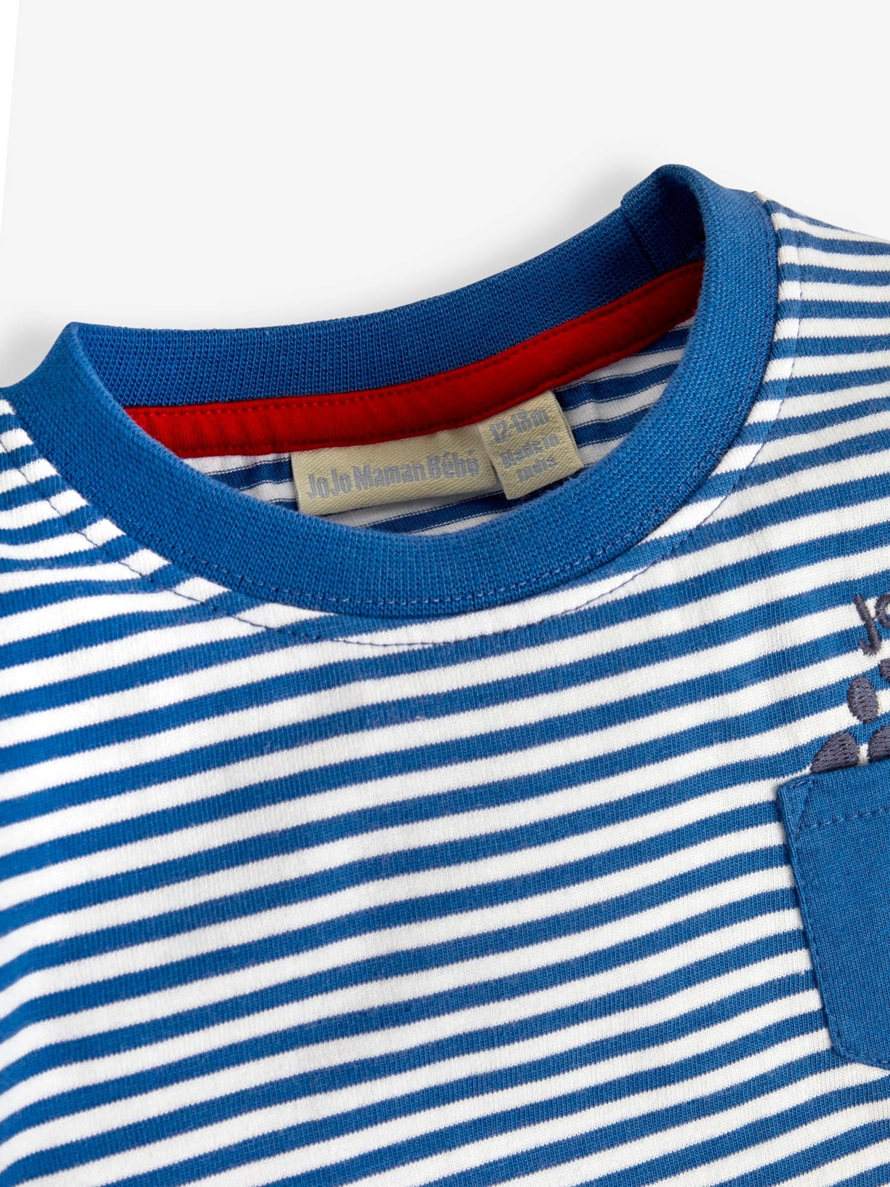 Cobalt Stripe Dino Construction Appliqué Pocket T-Shirt - Image 2 of 2