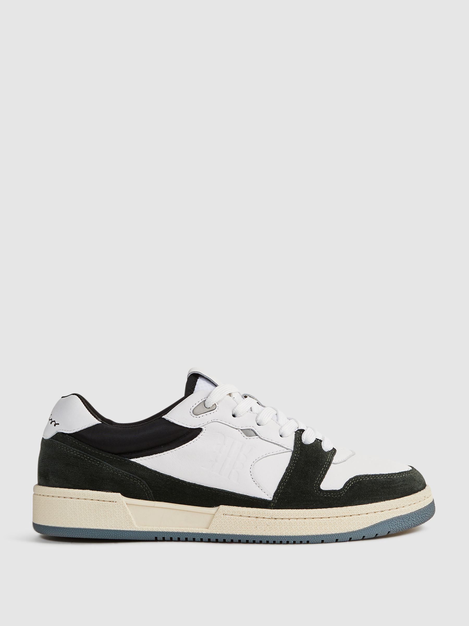 Leather Colourblock Lace-Up Trainers in Forest Green - Image 1 of 6 Leather Colourblock Lace-Up Trainers in Forest Green - Image 1 of 6