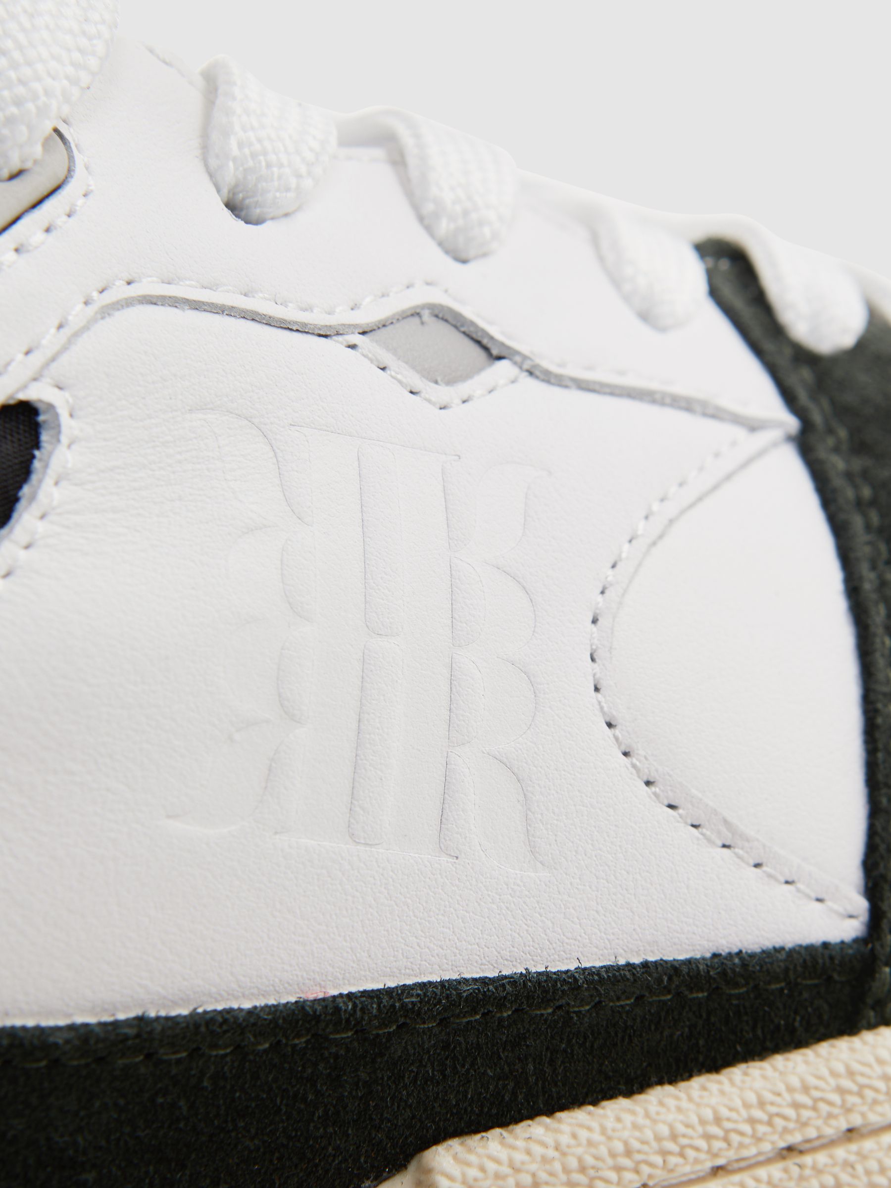 Leather Colourblock Lace-Up Trainers in Forest Green - Image 5 of 6