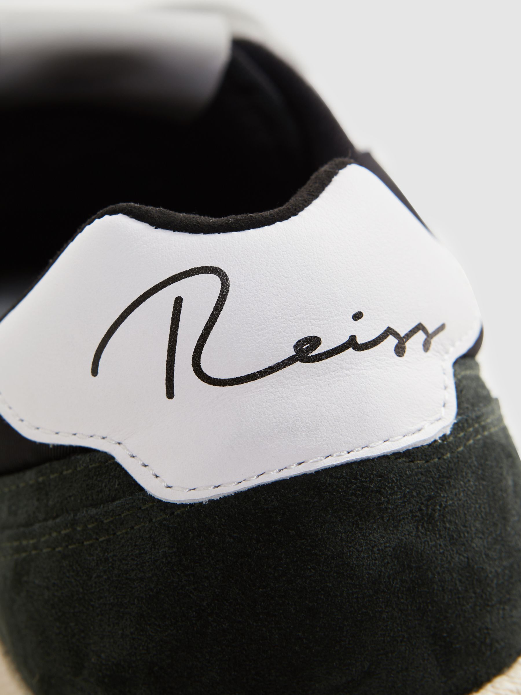 Leather Colourblock Lace-Up Trainers in Forest Green - Image 6 of 6