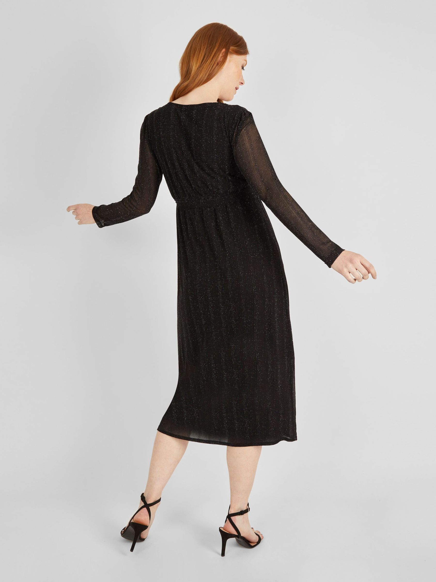 Black Sparkle Wrap Maternity Dress - Image 3 of 6