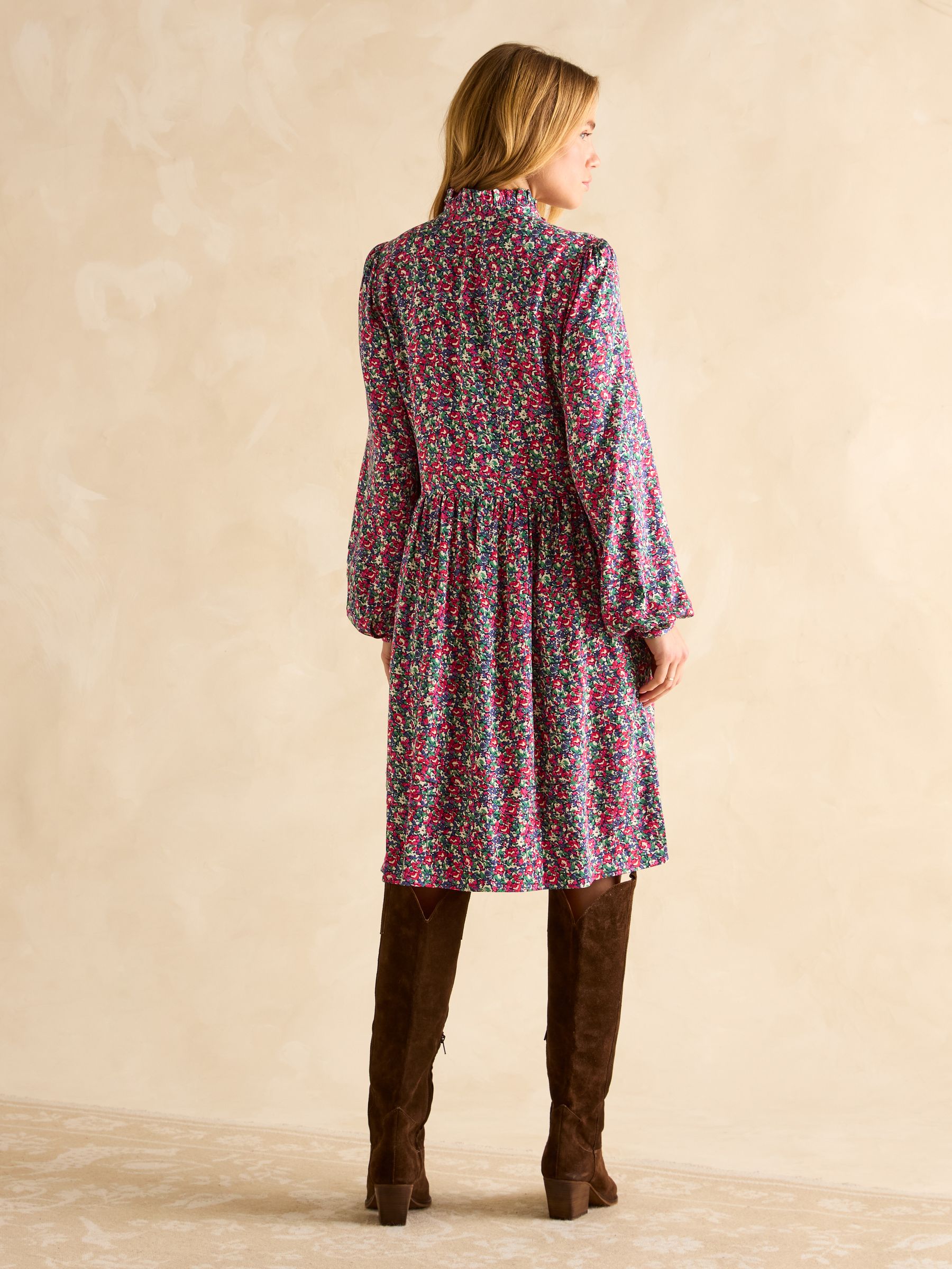 Petunia Floral Frill Neck Dress - Image 2 of 5