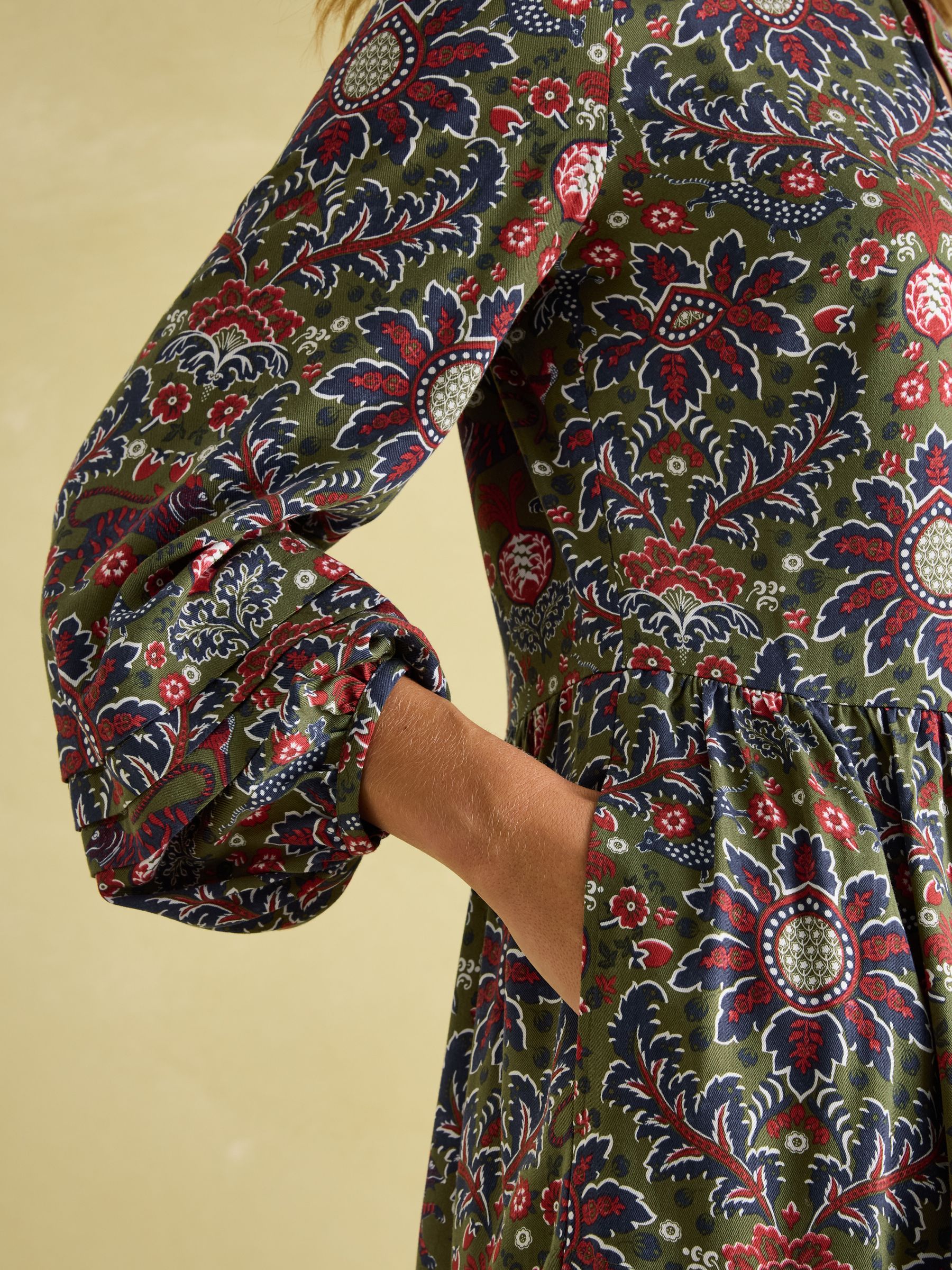 Petunia Khaki Green Frill Neck Dress - Image 5 of 8