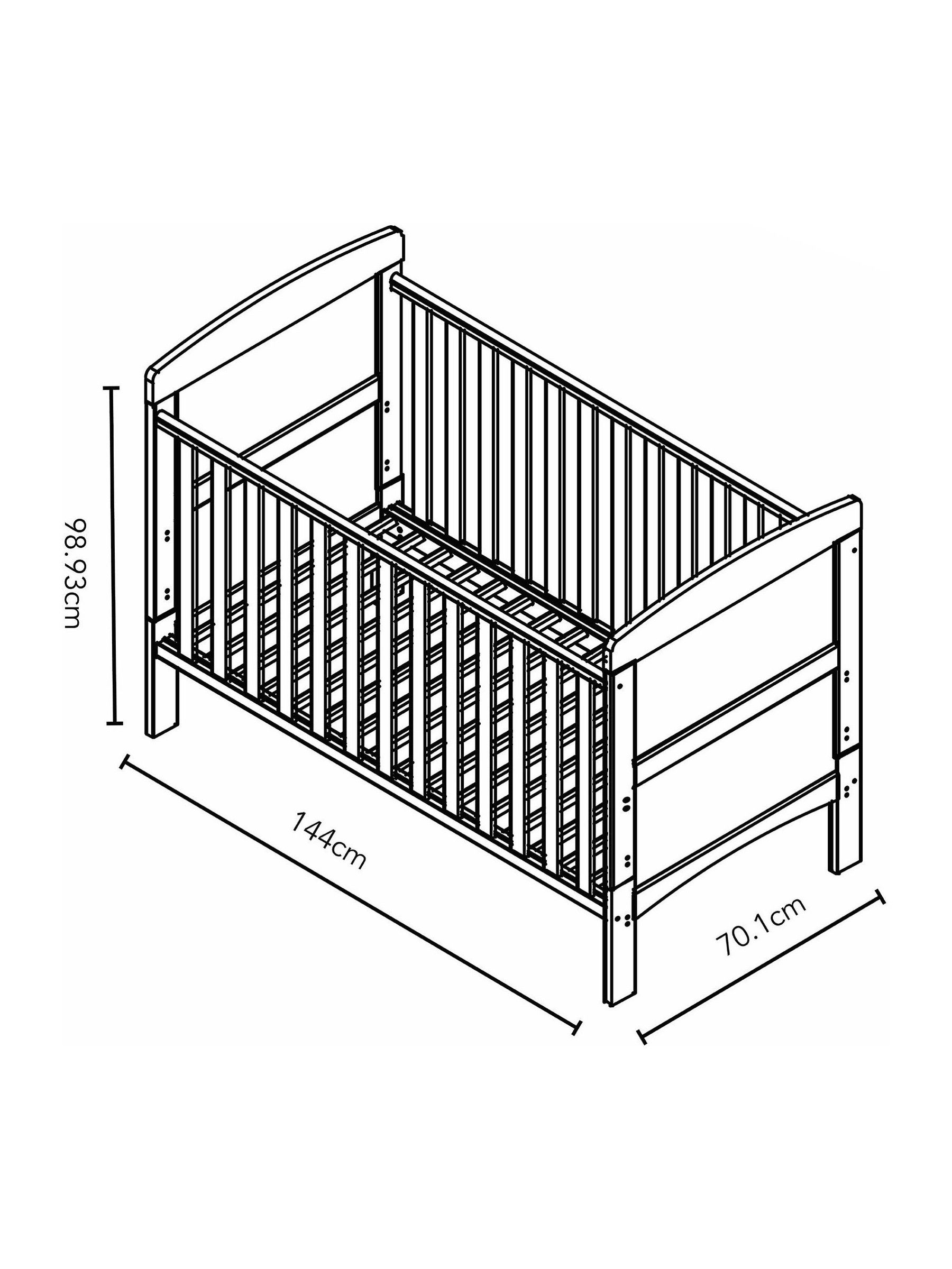 Obaby Grace Warm Grey Cot Bed - Image 7 of 7
