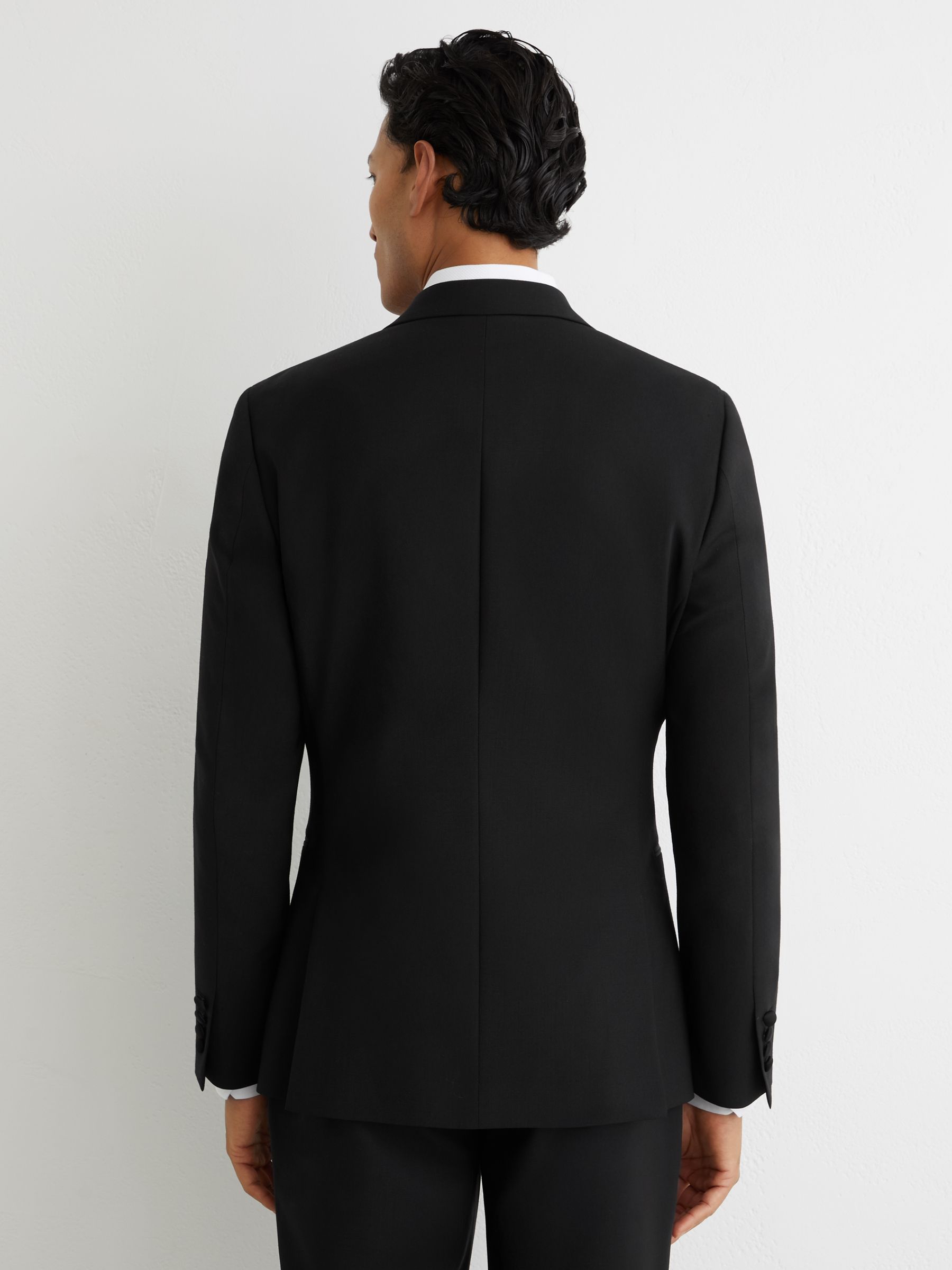 Tailored Fit Double-Breasted Tuxedo Jacket in Black - image 5