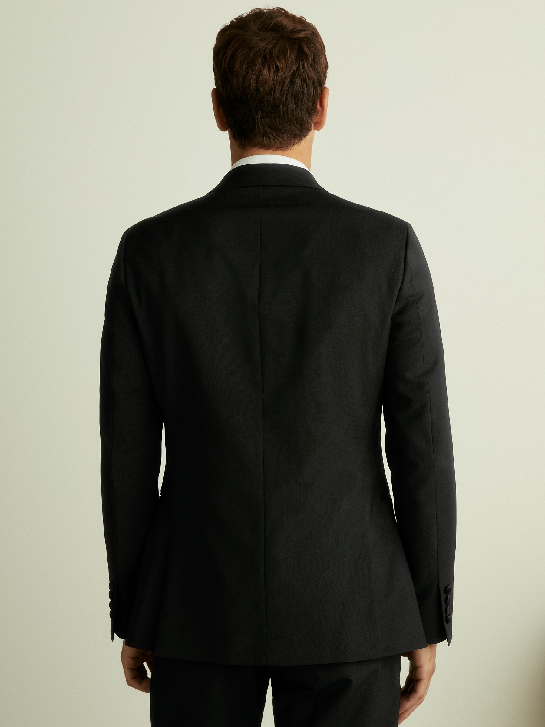 Double Breasted Tuxedo Slim Fit Jacket in Black - Image 5 of 7