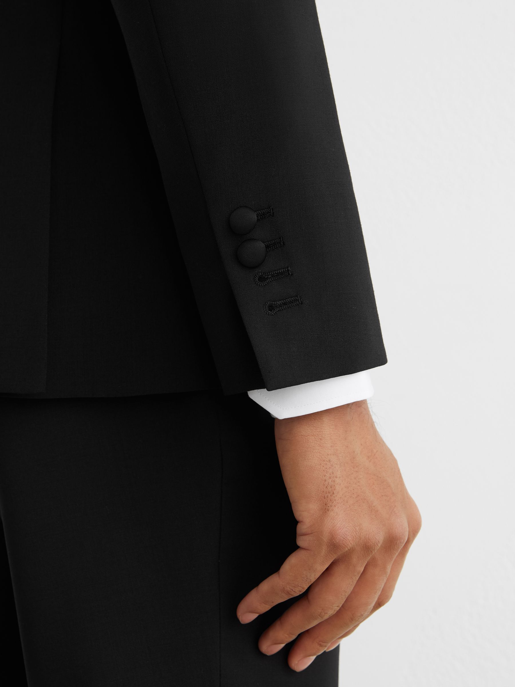 Tailored Fit Double-Breasted Tuxedo Jacket in Black - image 4
