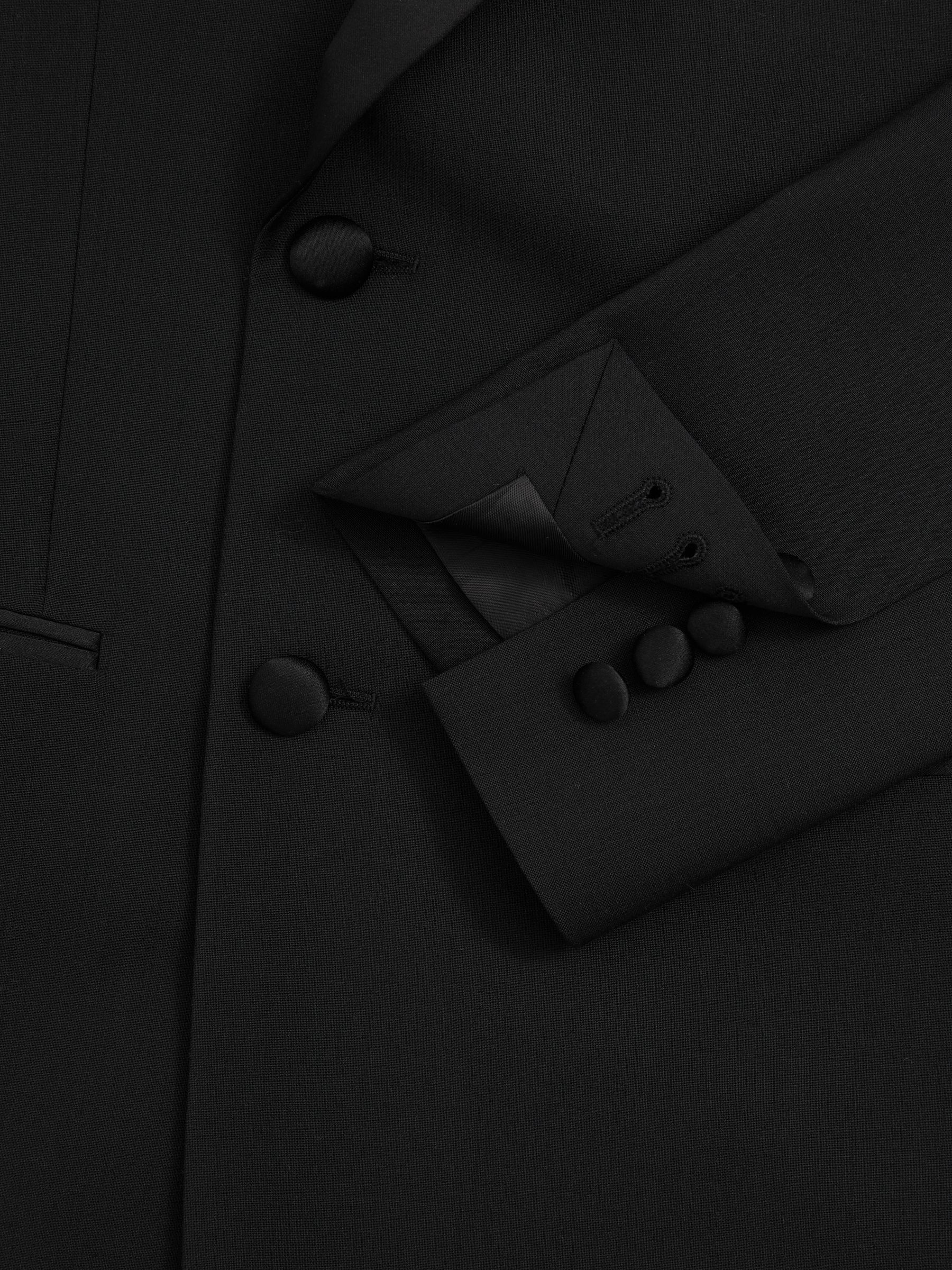 Double Breasted Tuxedo Slim Fit Jacket in Black - Image 7 of 7