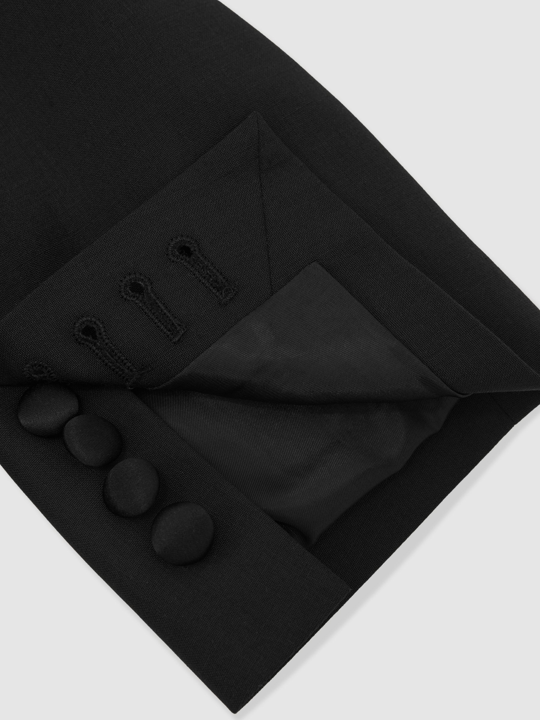 Double Breasted Tuxedo Slim Fit Jacket in Black - Image 9 of 9