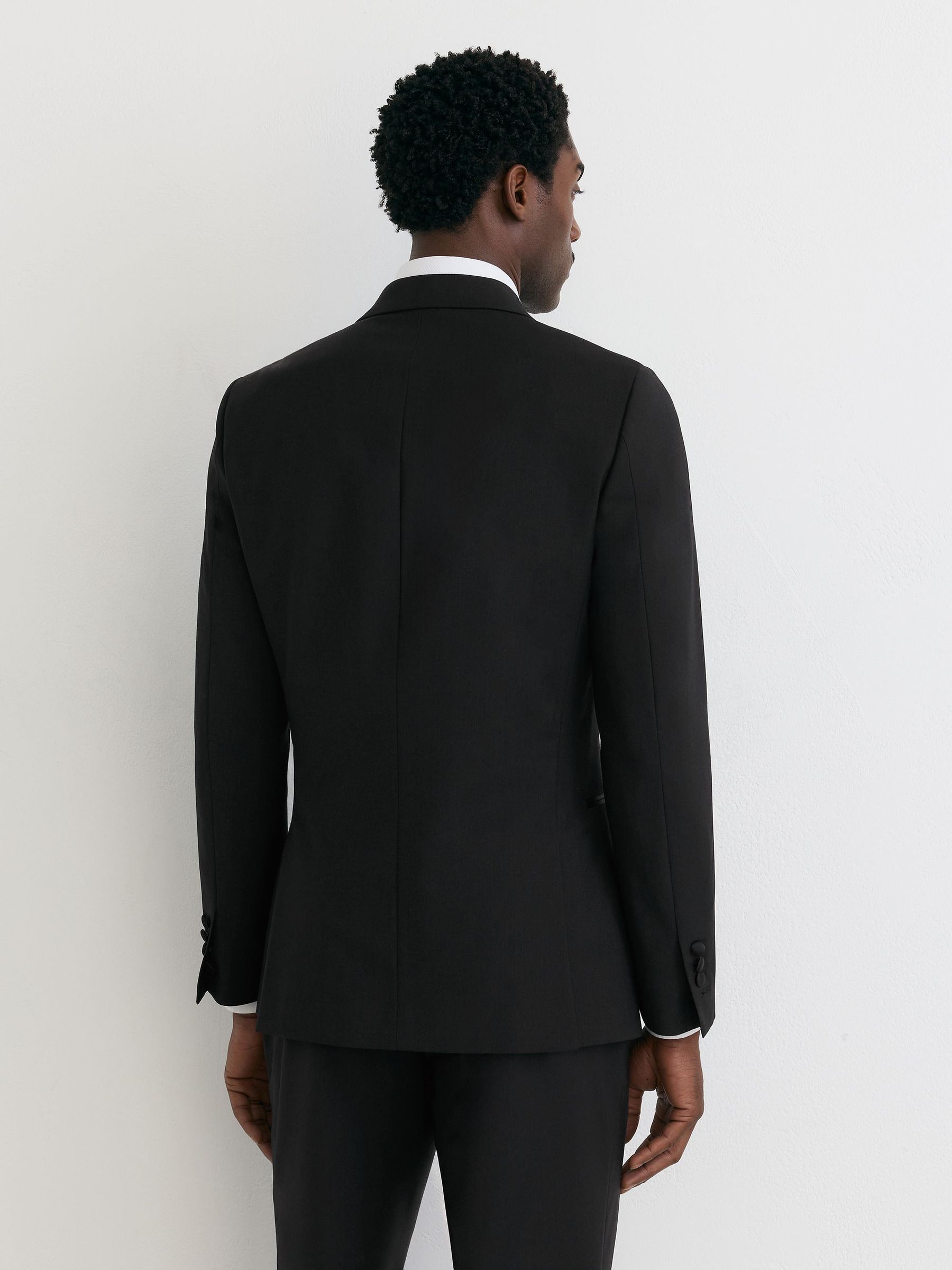Tailored Fit Double-Breasted Tuxedo Jacket in Black - Image 10 of 11