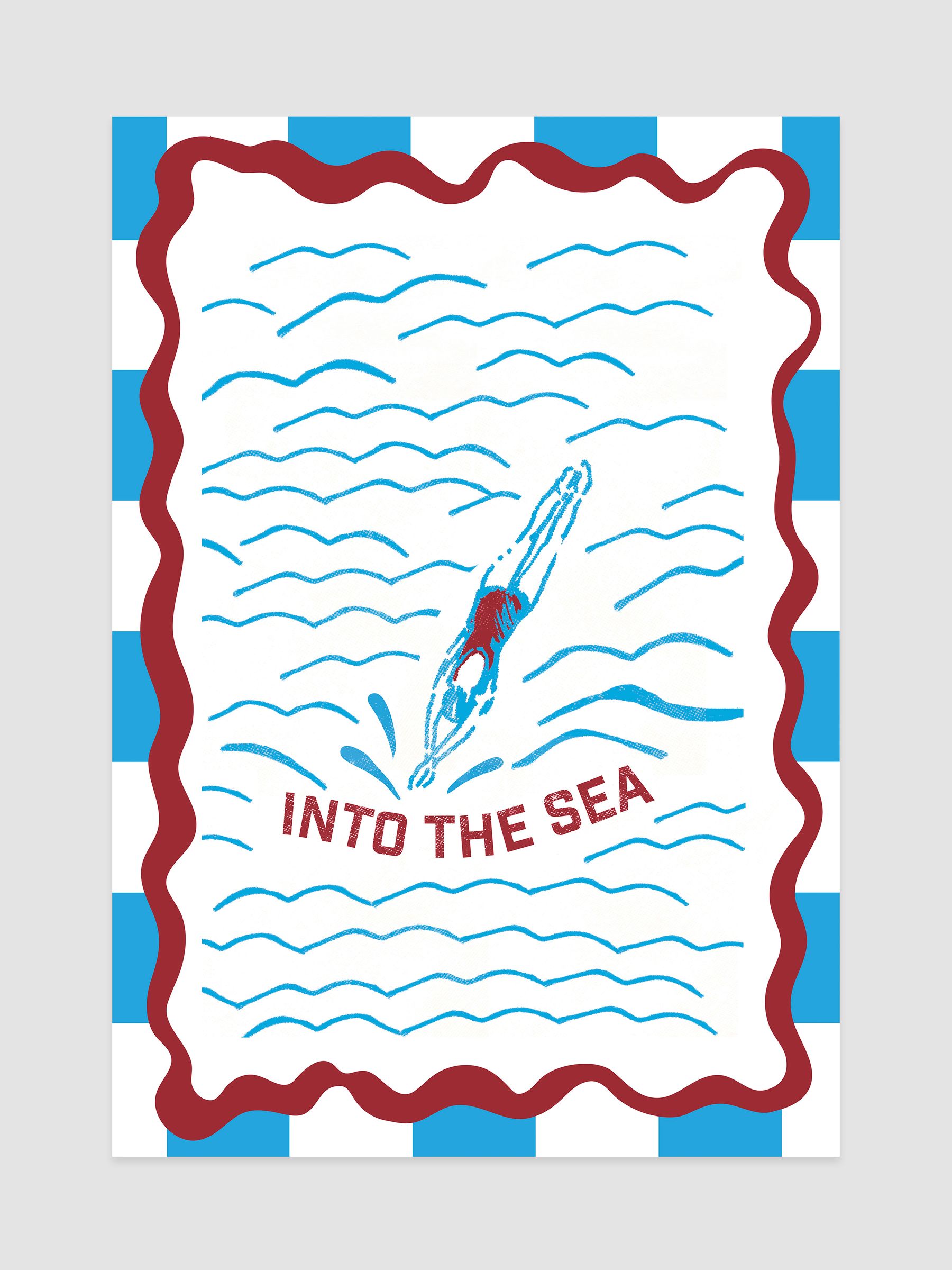 Blue Into the Sea Print Wall 70 x 100cm Art - Image 1 of 2