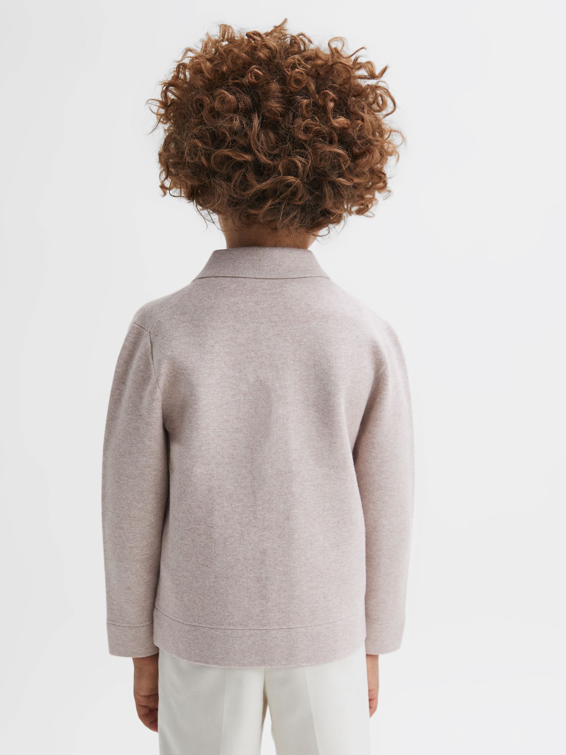 9-14 yrs Long Sleeve Button Through Cardigan in Oatmeal Melange - Image 5 of 6