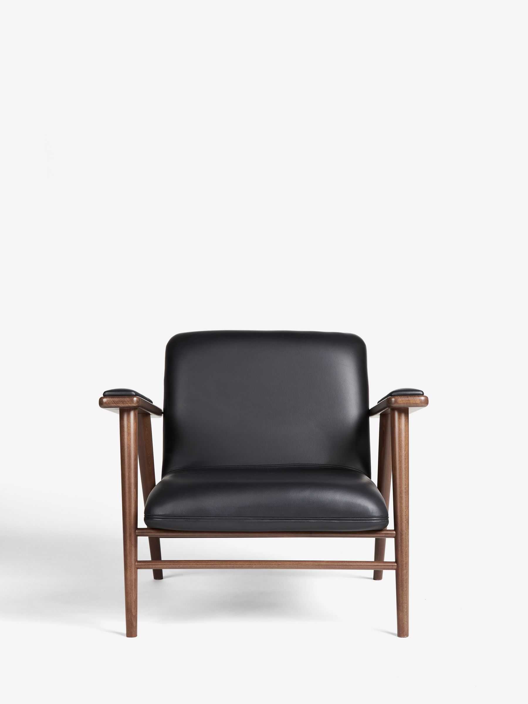 Jasper Conran London Soft Grain Leather Black Melrose Accent Chair - Image 2 of 8
