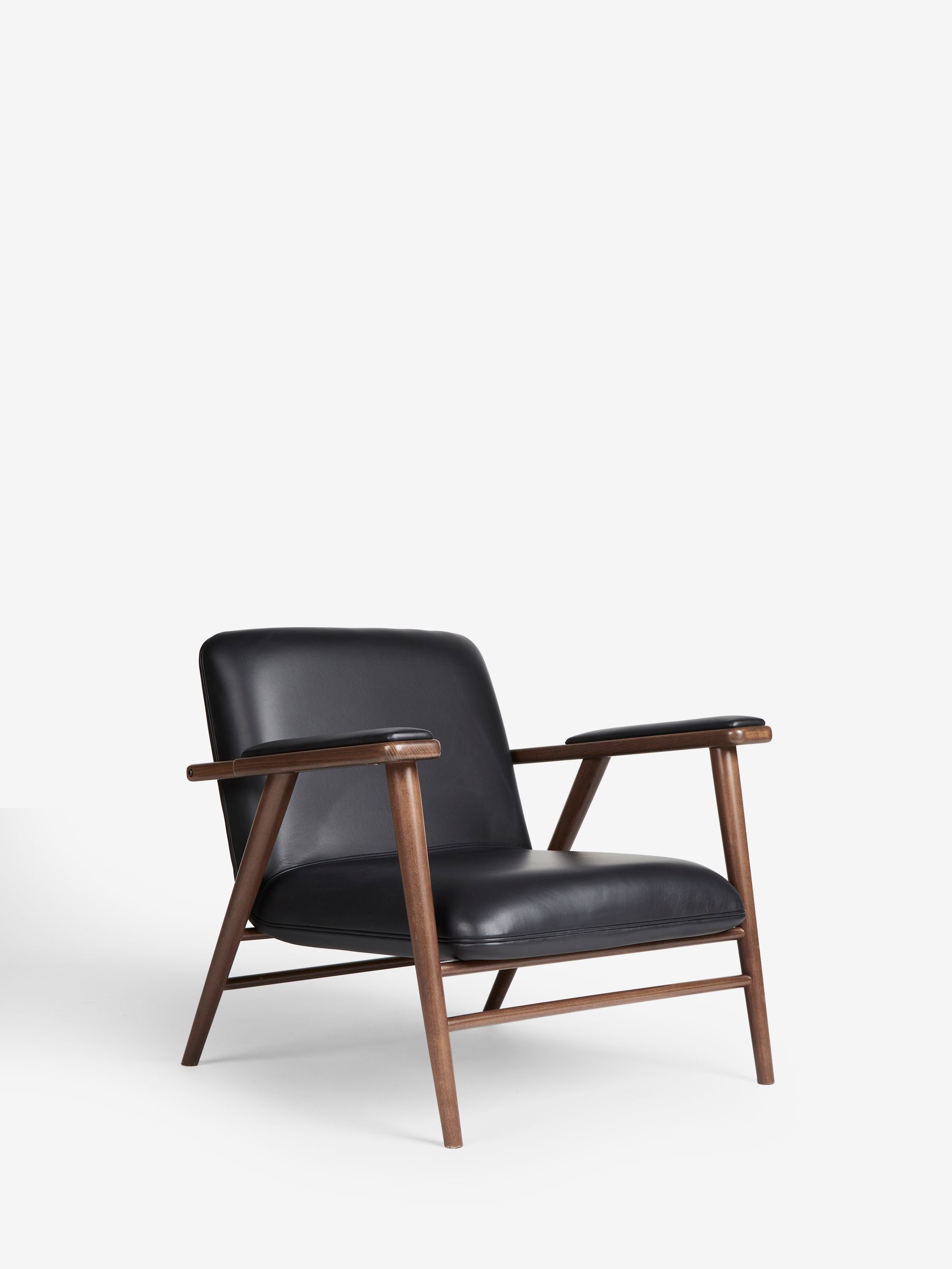 Jasper Conran London Soft Grain Leather Black Melrose Accent Chair - Image 3 of 8