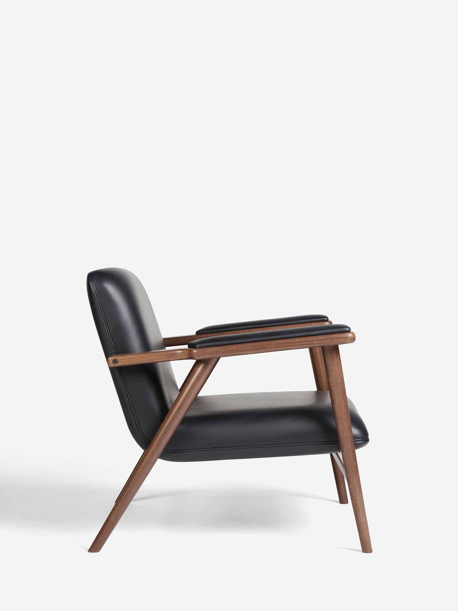 Jasper Conran London Soft Grain Leather Black Melrose Accent Chair - Image 4 of 8