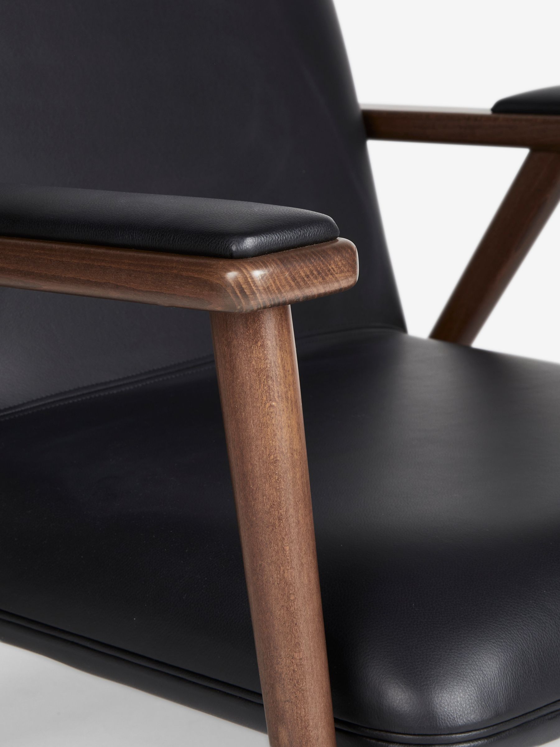 Jasper Conran London Soft Grain Leather Black Melrose Accent Chair - Image 6 of 8