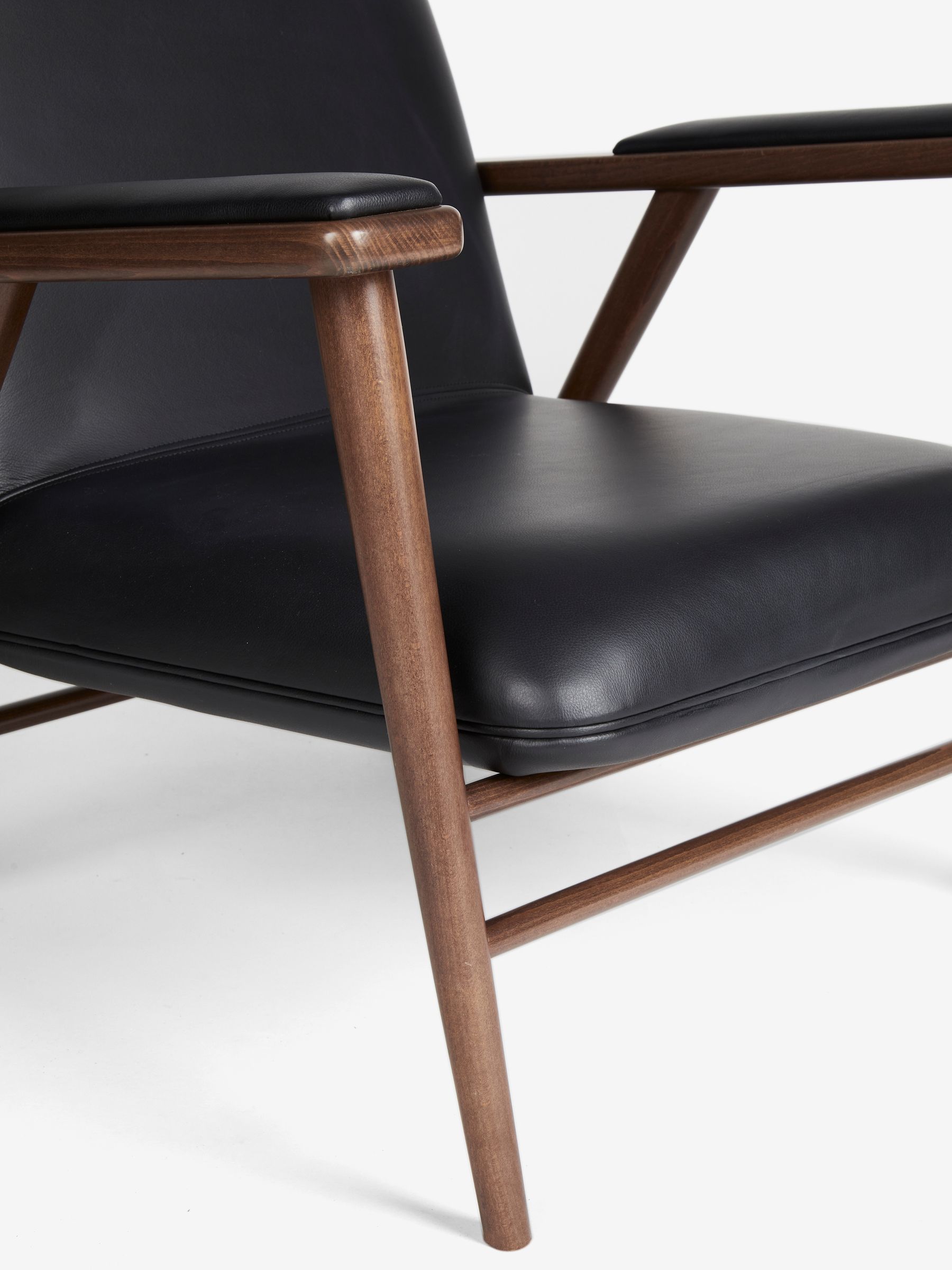 Jasper Conran London Soft Grain Leather Black Melrose Accent Chair - Image 7 of 8