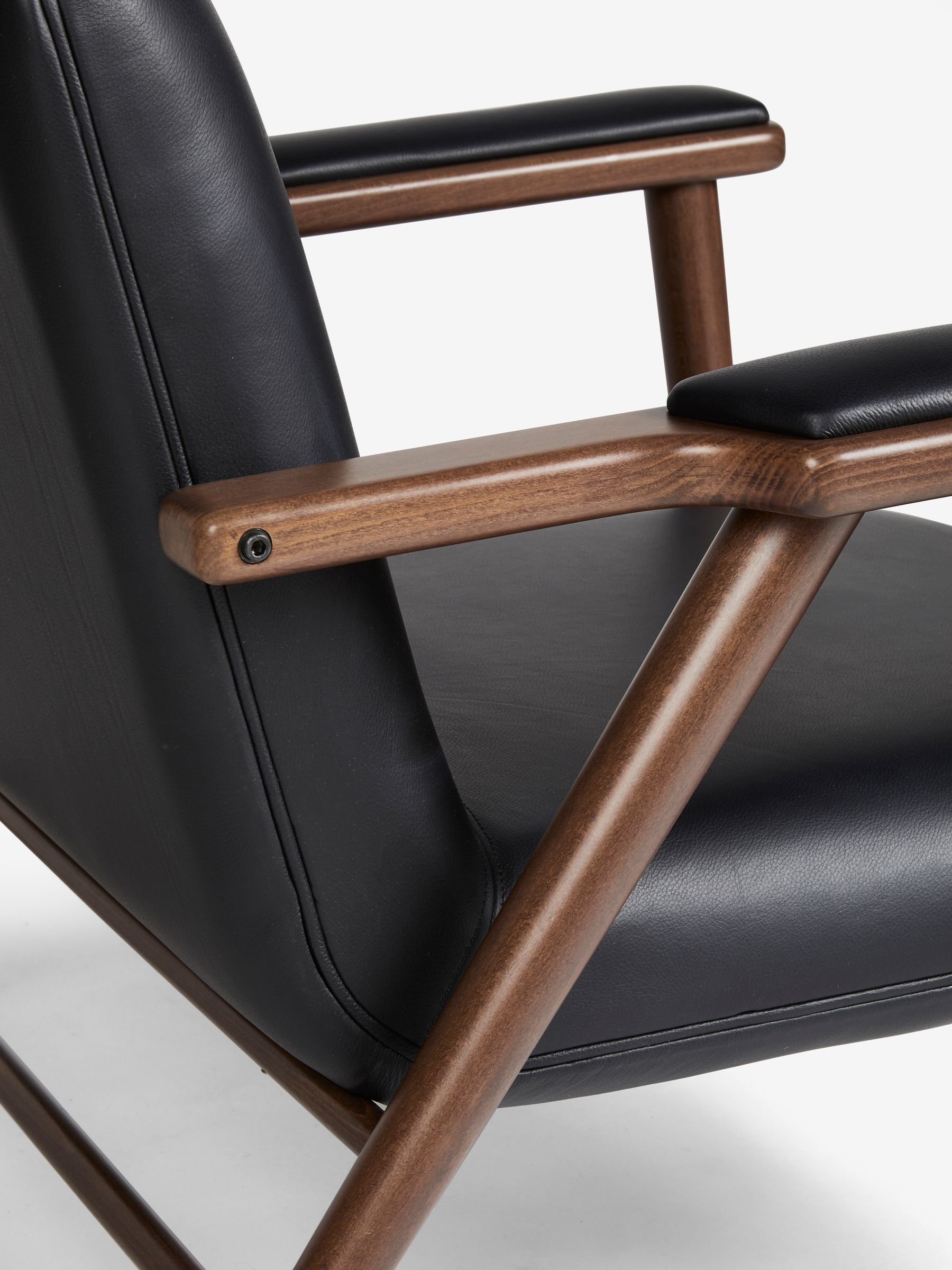 Jasper Conran London Soft Grain Leather Black Melrose Accent Chair - Image 8 of 8