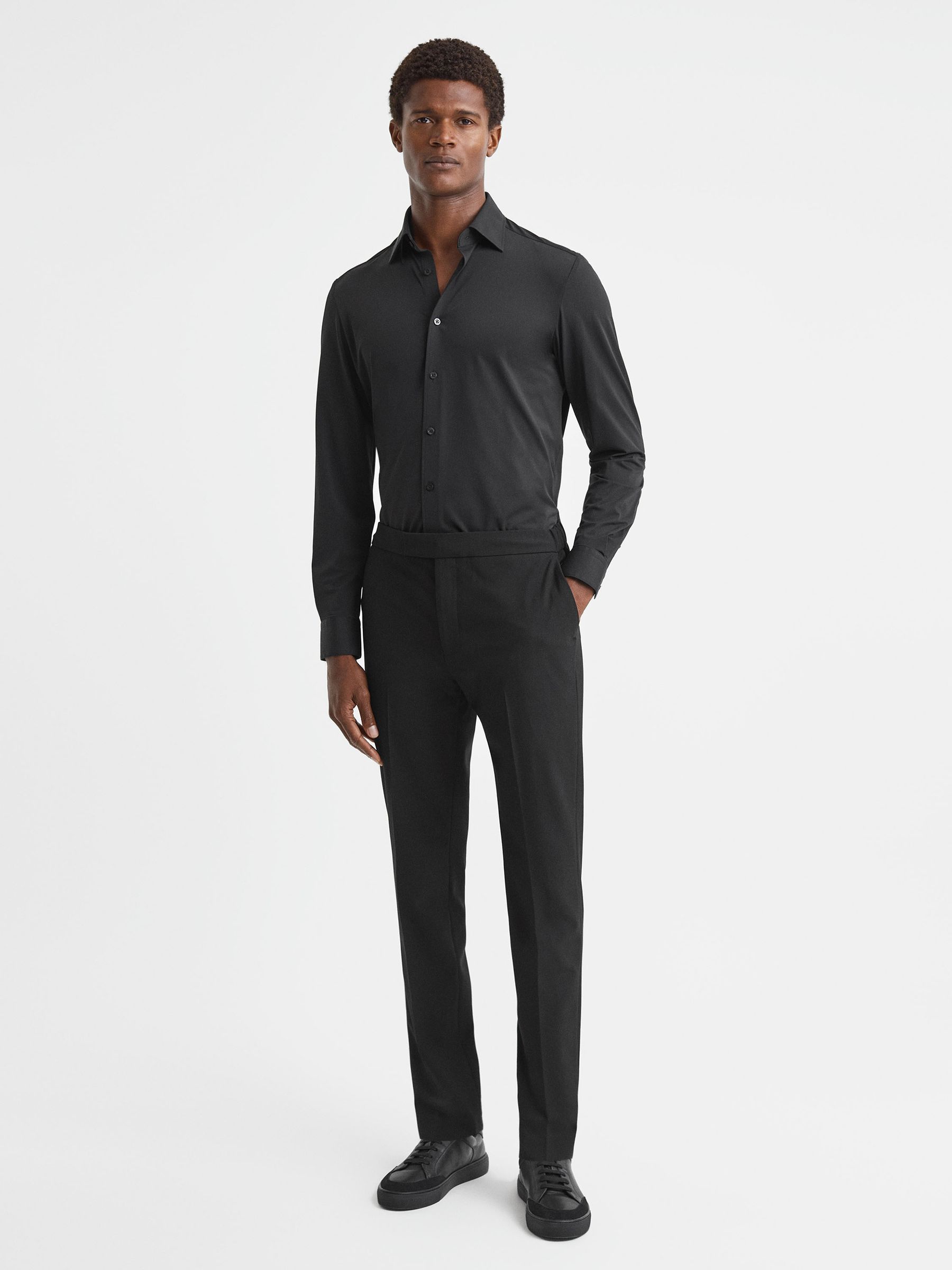 Regular Fit Travel Shirt in Black - Image 4 of 7