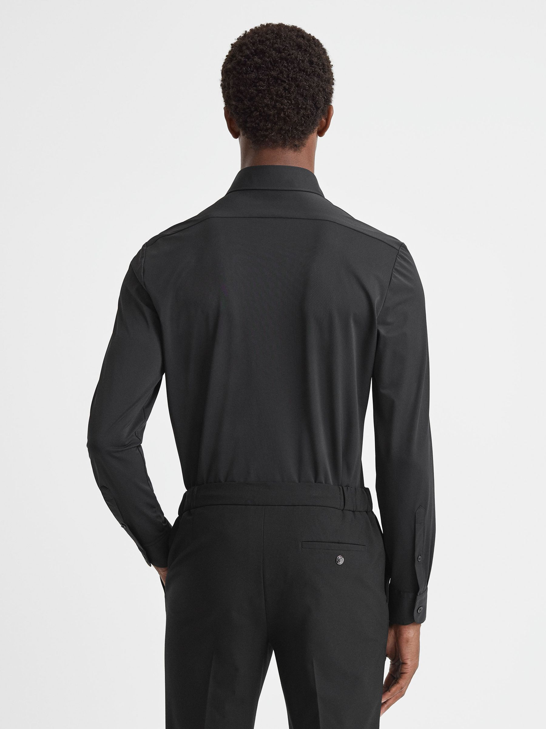 Regular Fit Travel Shirt in Black - Image 5 of 7