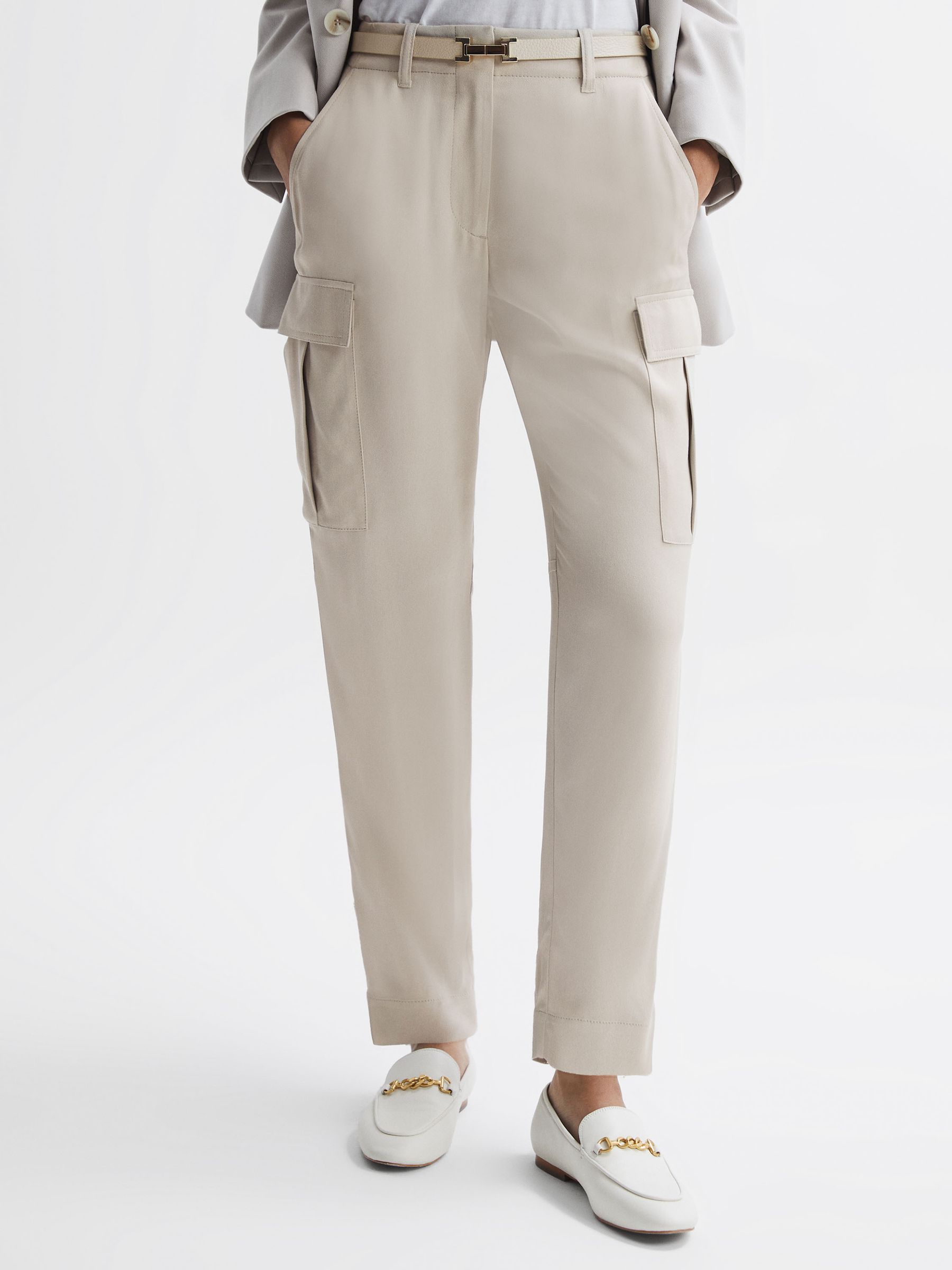 Petite Tapered Combat Trousers in Stone - Image 3 of 6